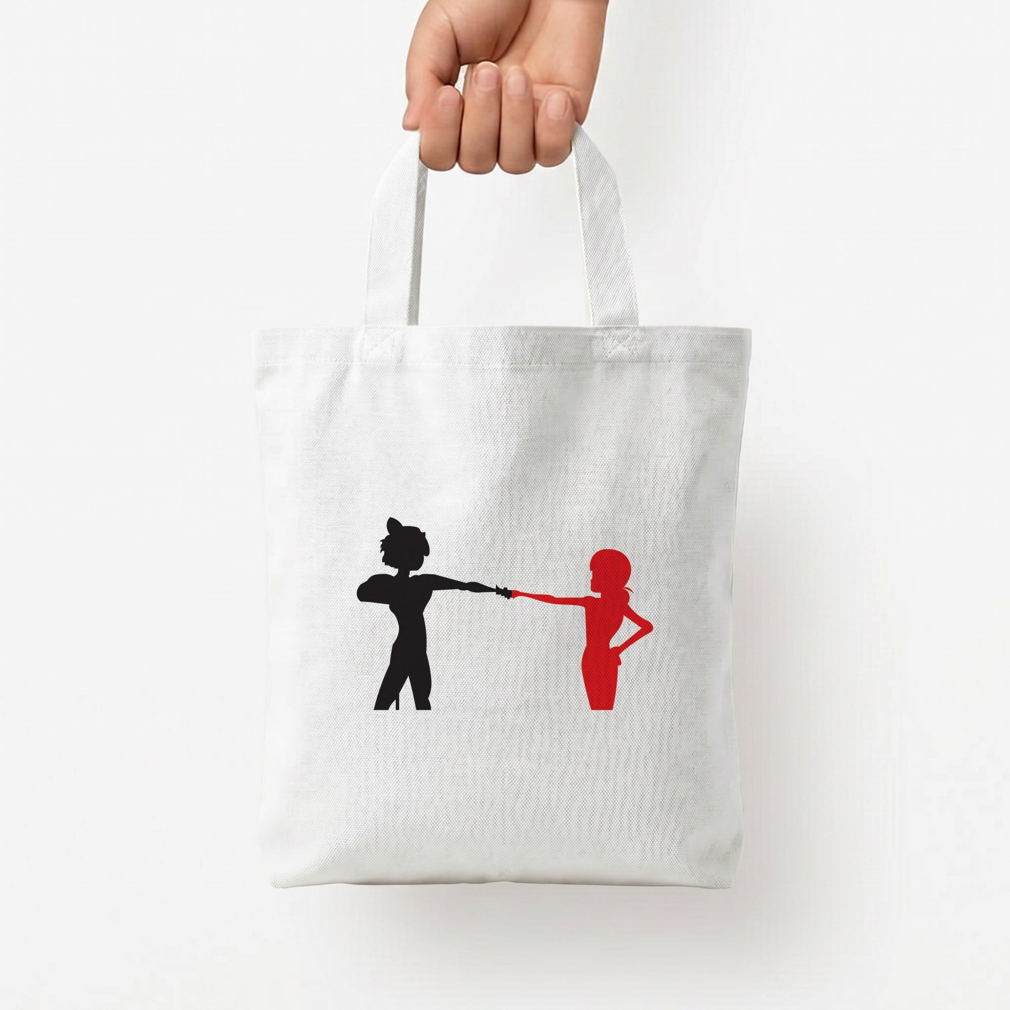 Red And Black Tote Bag — White / Small