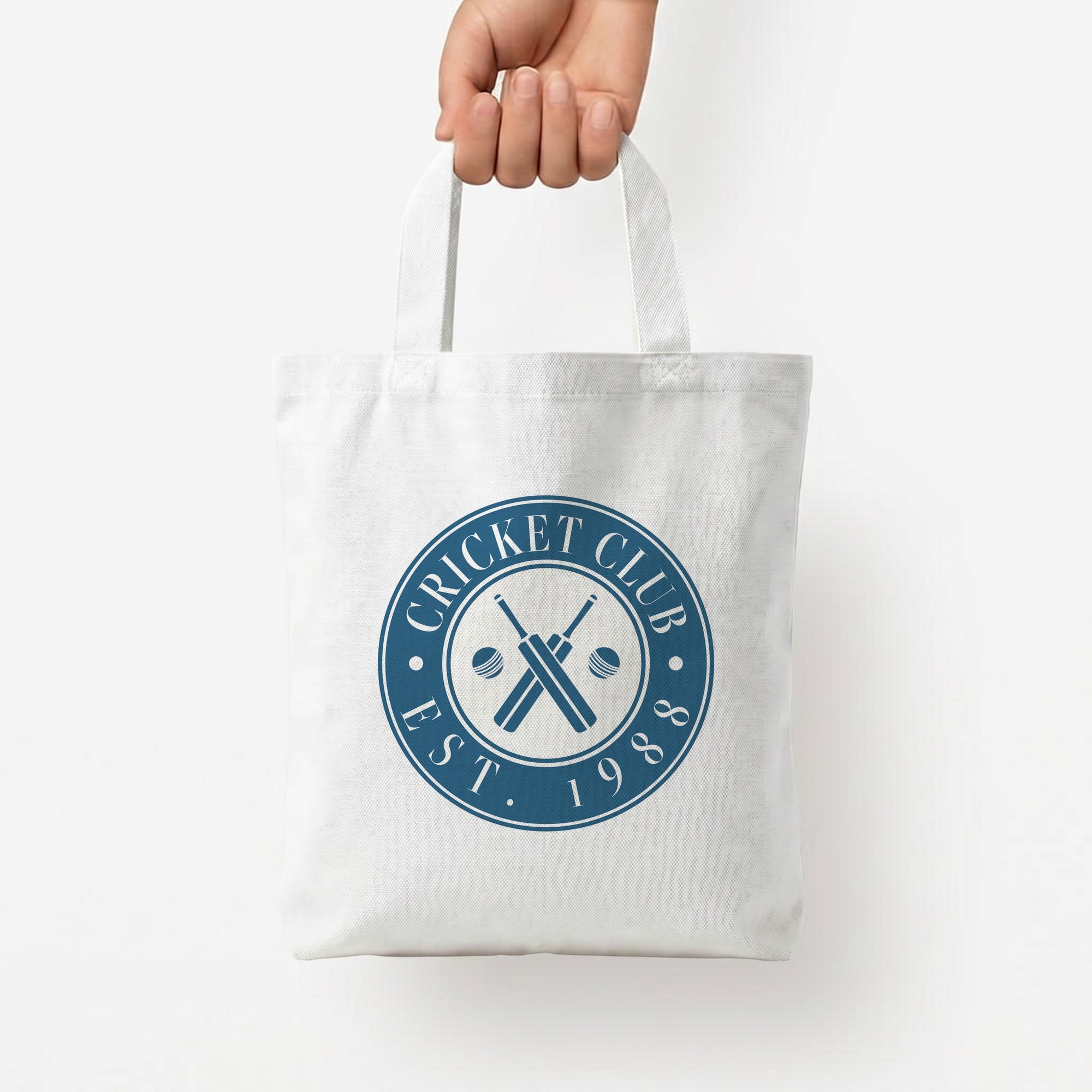Cricket Badge Tote Bag — White / Small