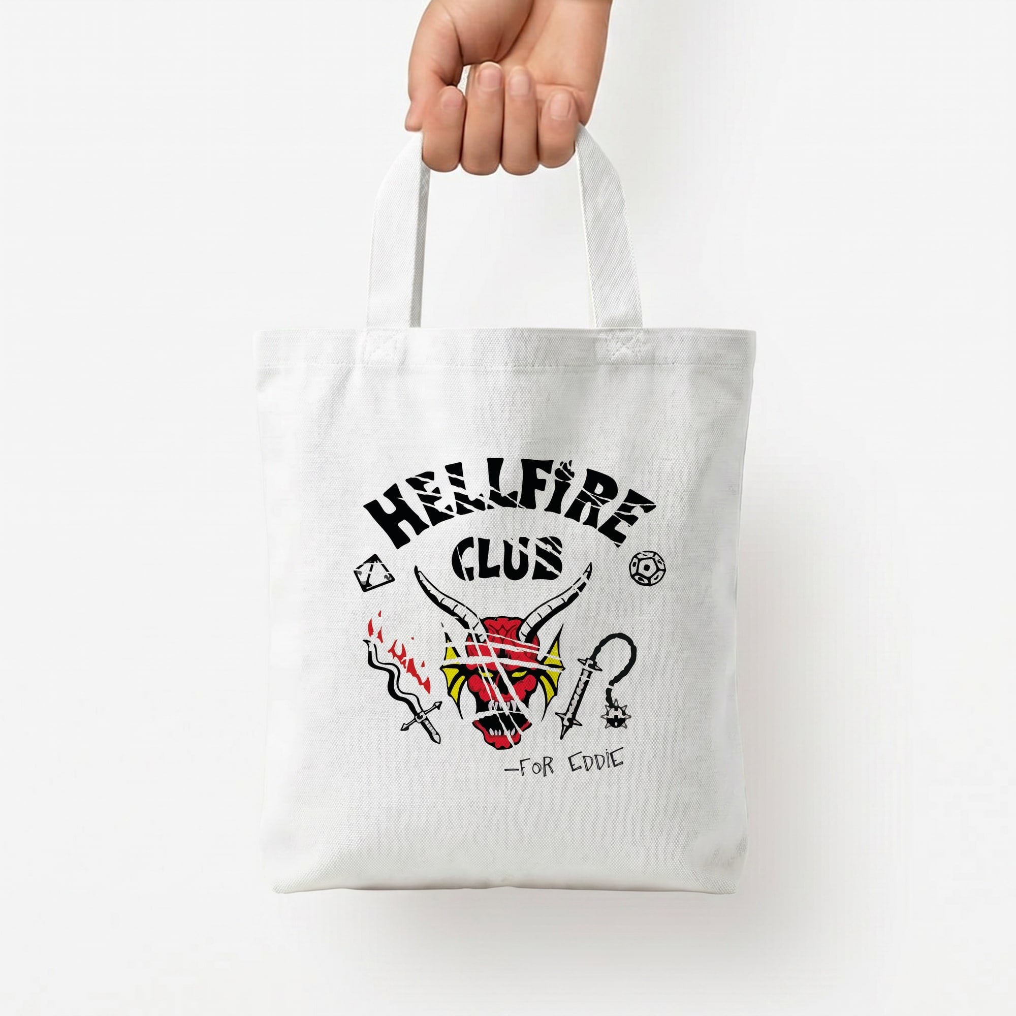 Torn Hellfire Club Tote Bag — White / Small