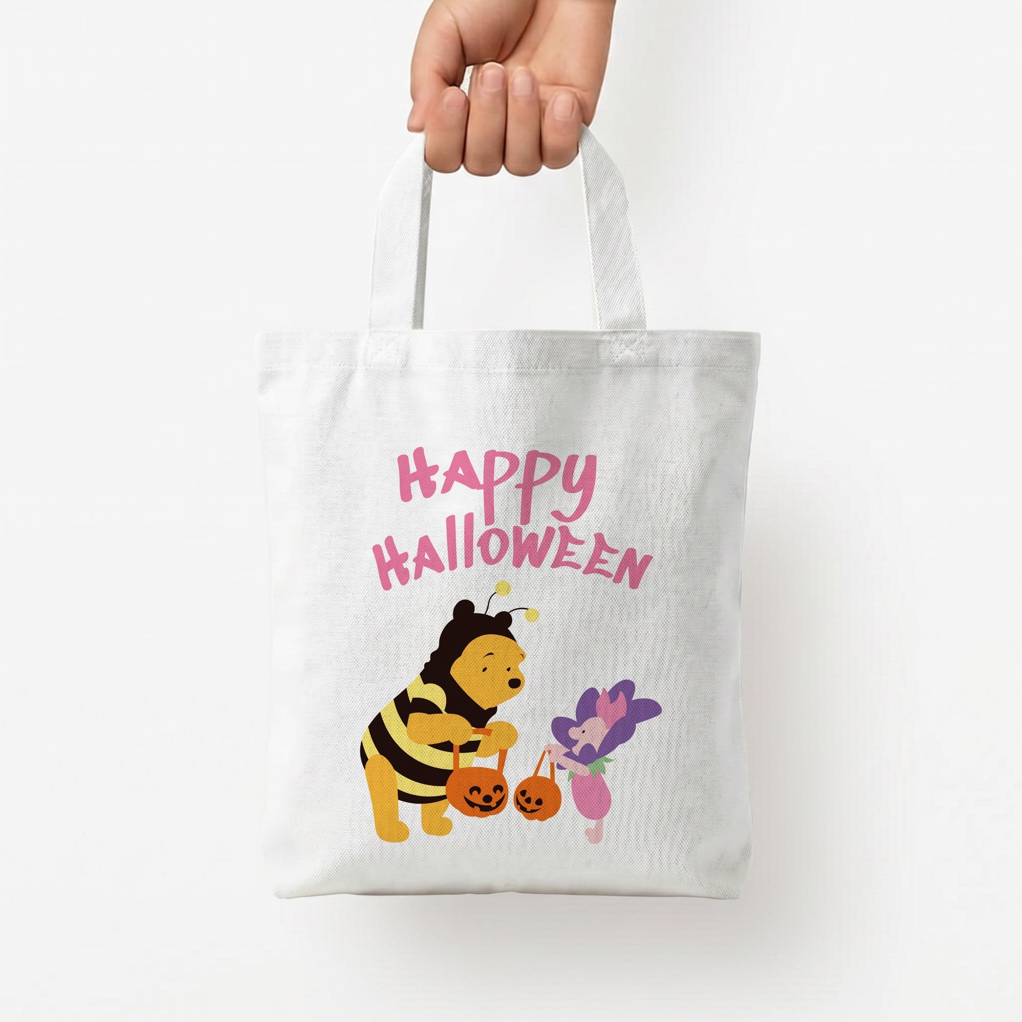 Winnie Halloween Tote Bag — White / Small