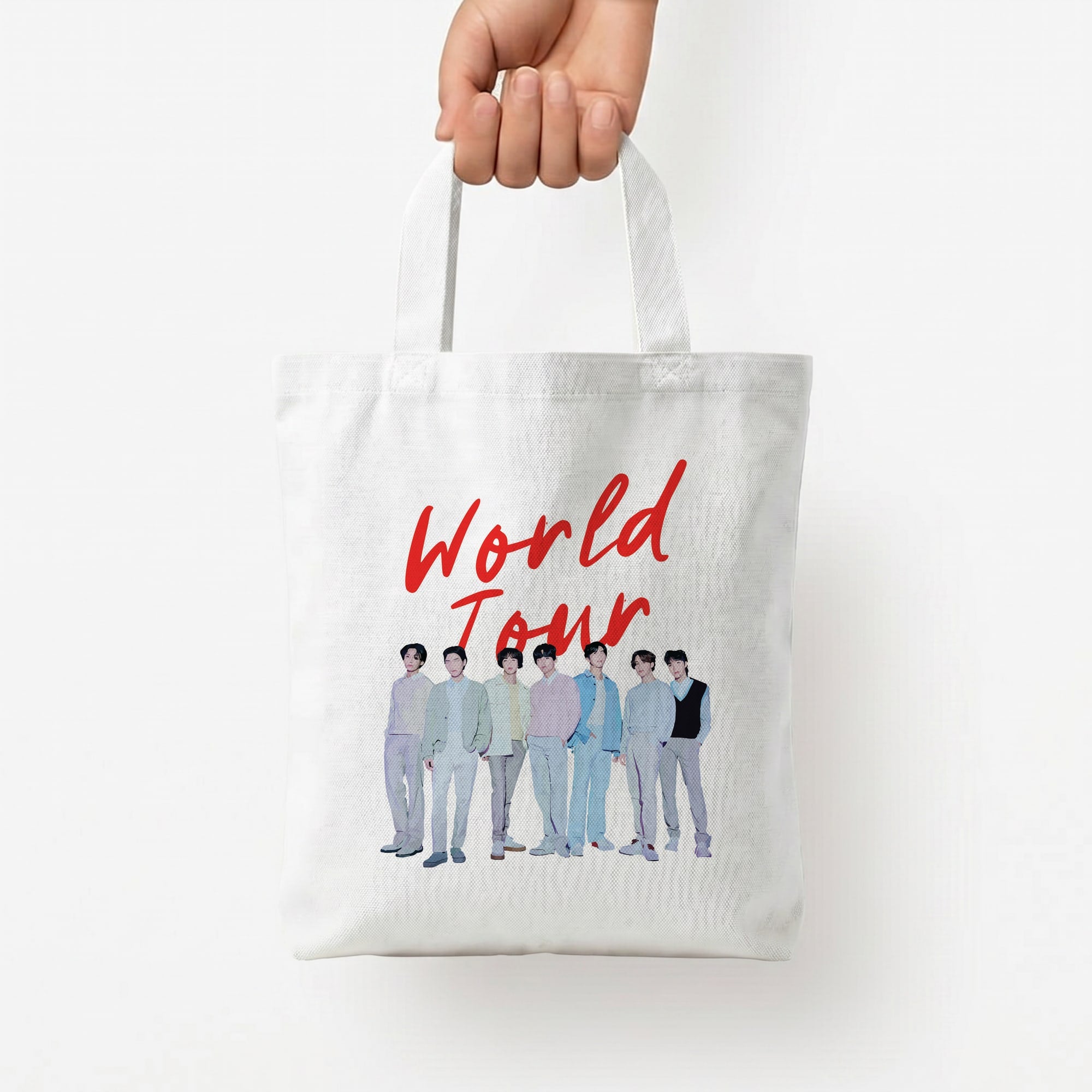 K-Pop Band Pastel Tour Tote Bag — White / Small