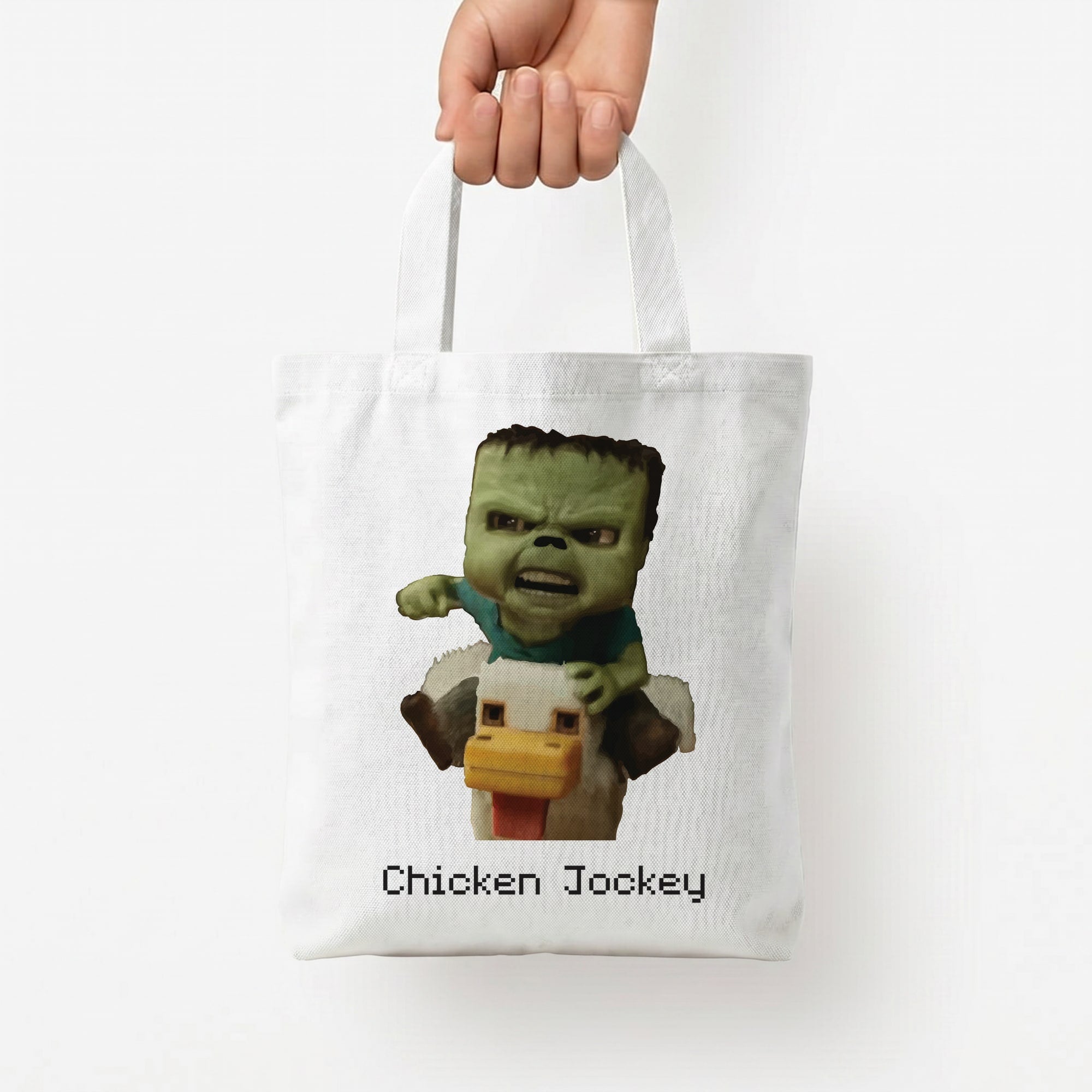 Chicken Jockey Tote Bag — White / Small