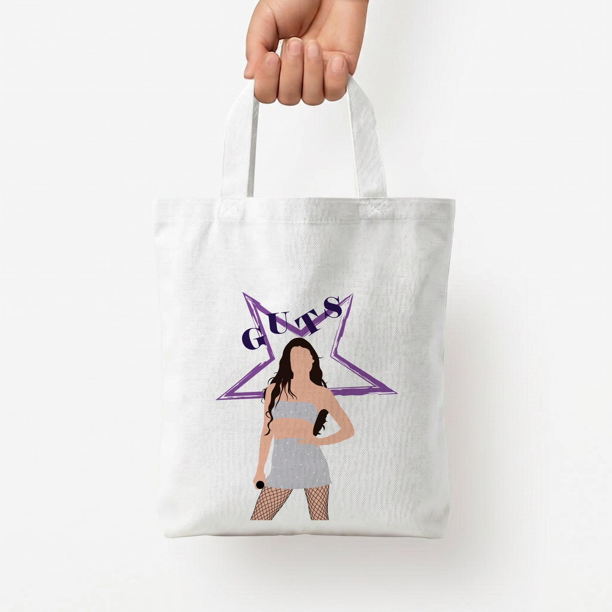 Dark Purple Olivia Tote Bag — White / Small