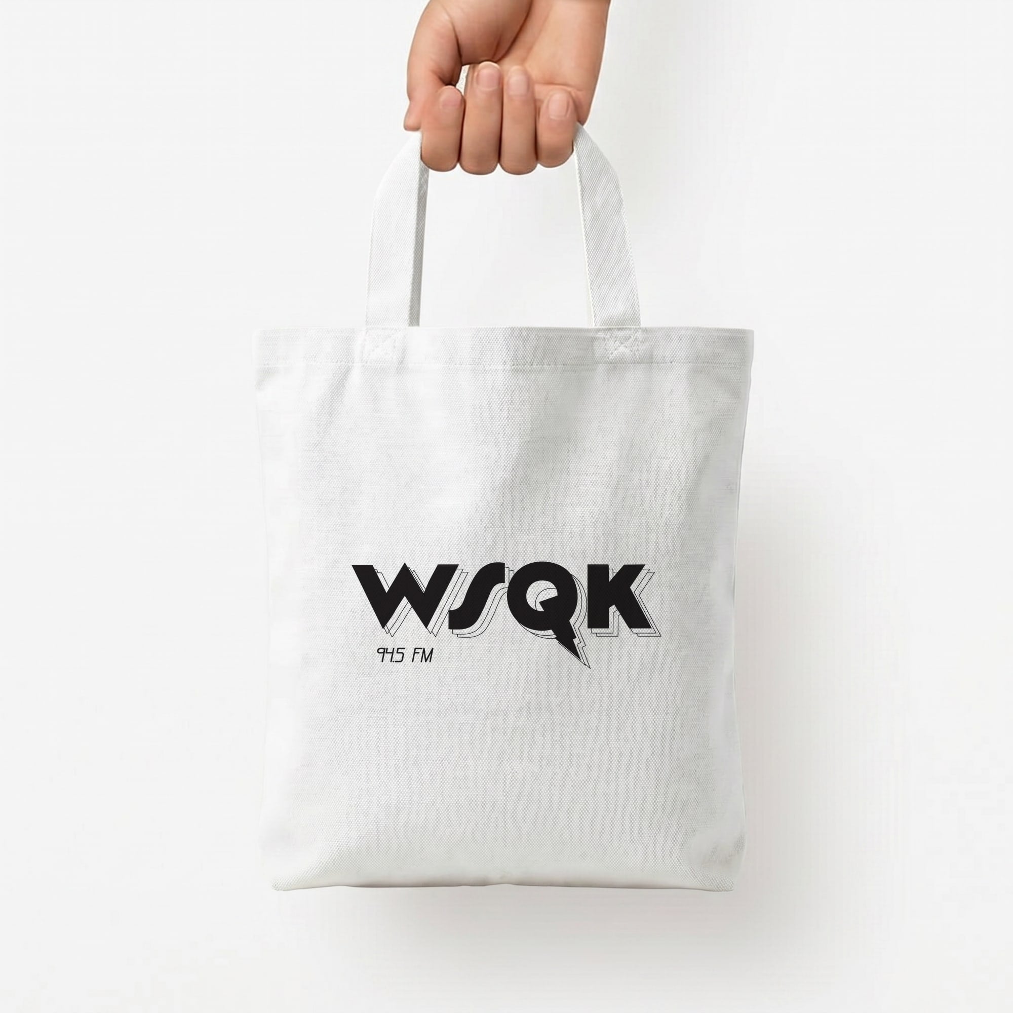 WSQK Radio Tote Bag — White / Small