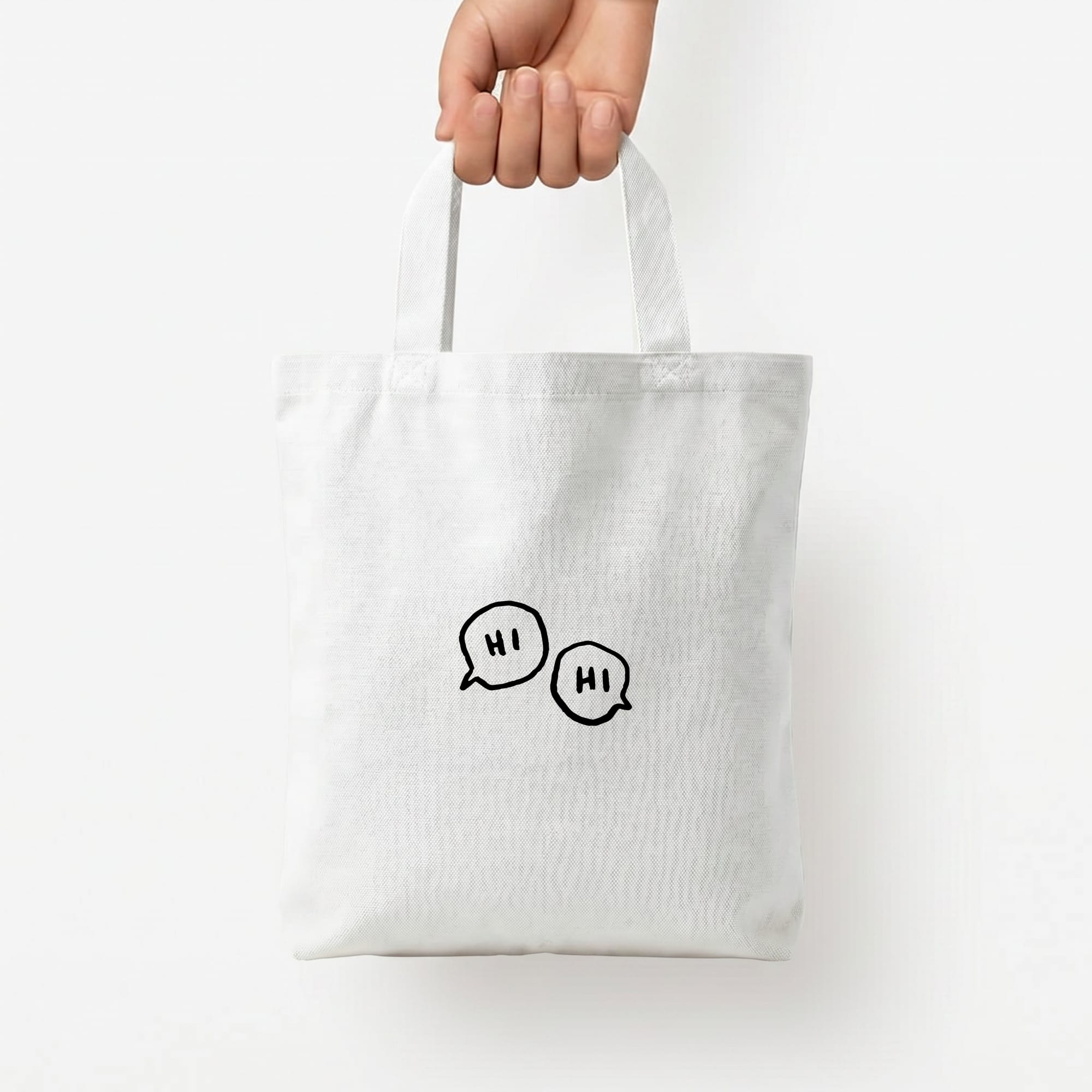 Hi Hi - Heart TV Tote Bag — White / Small