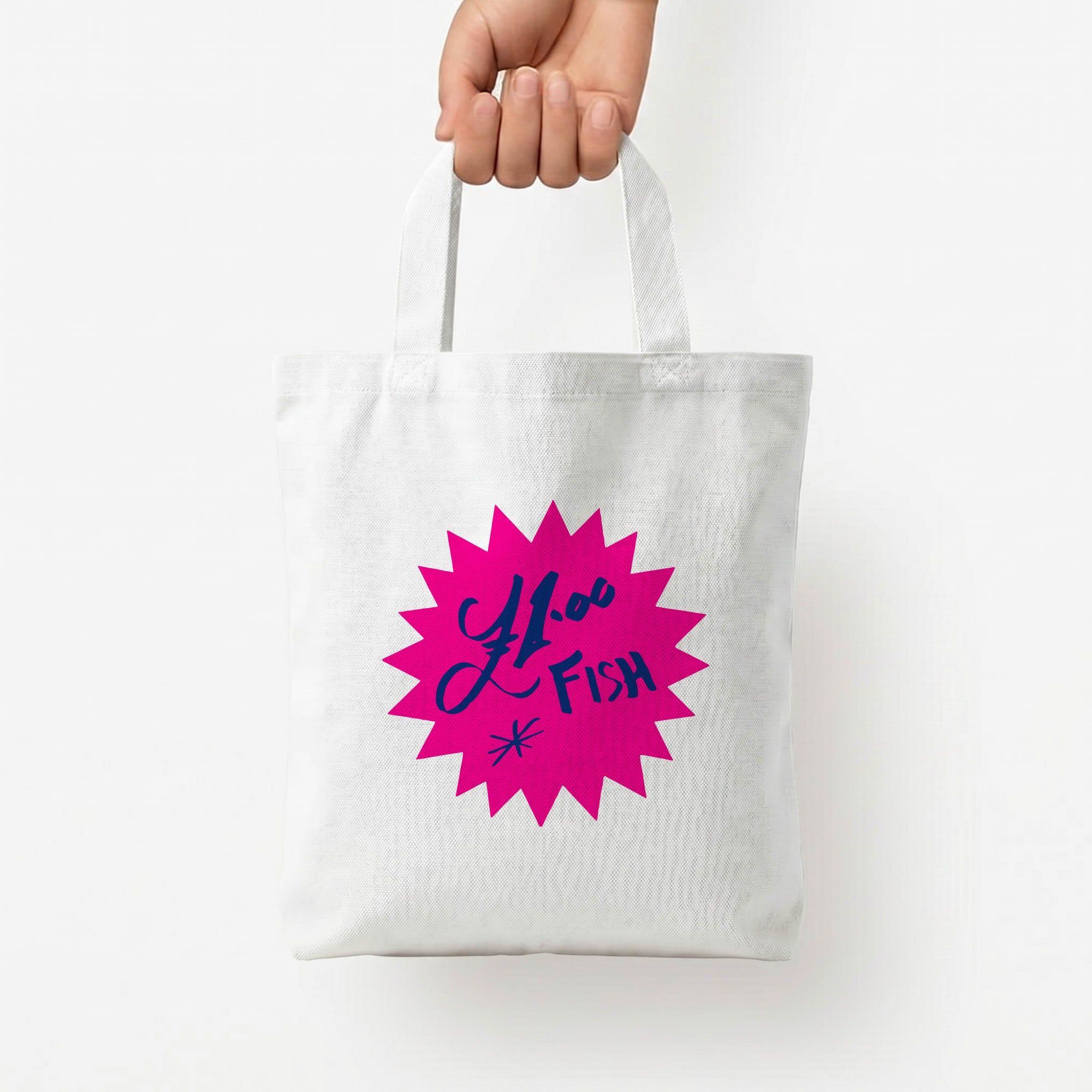 One Pound Fish - British Pop Culture Tote Bag — White / Small