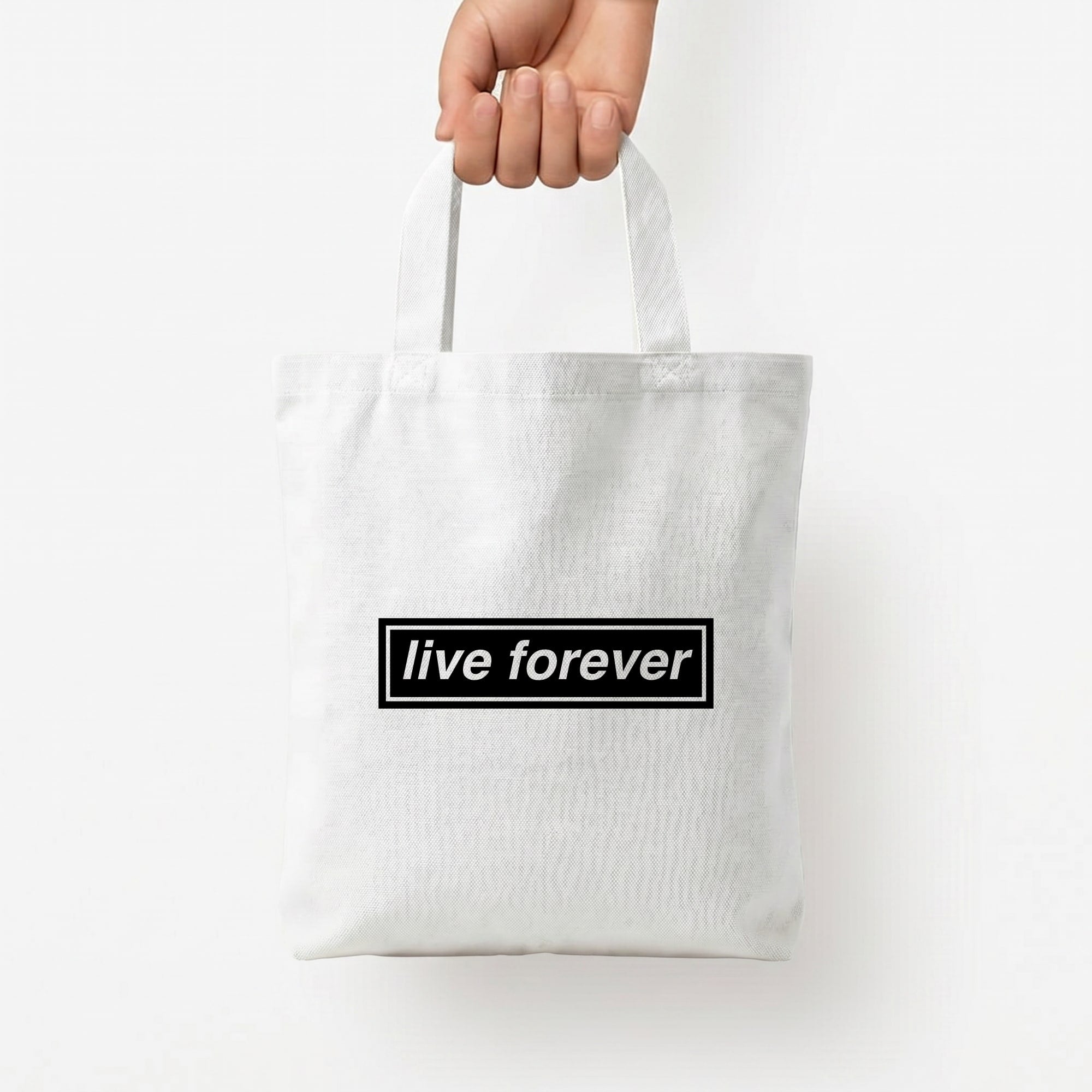 Live Forever Tote Bag — White / Small