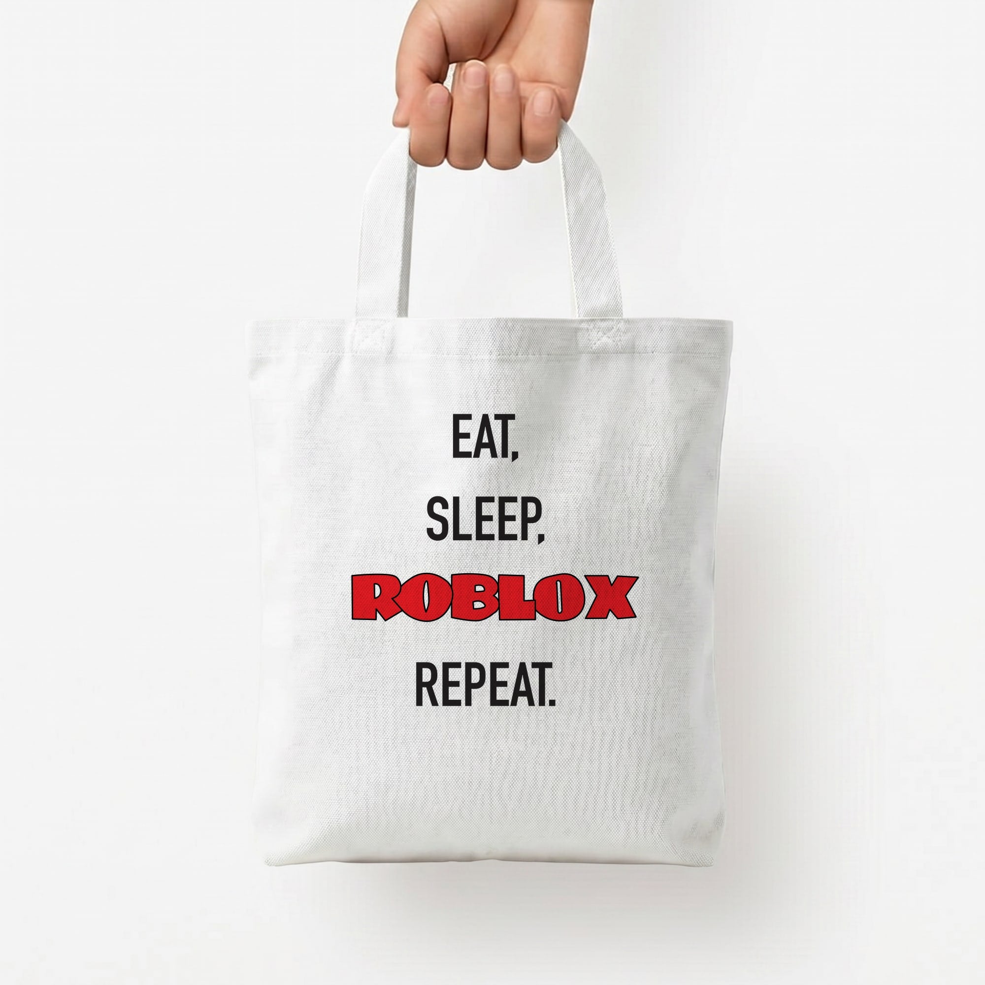 Eat, sleep, repeat Tote Bag — White / Small