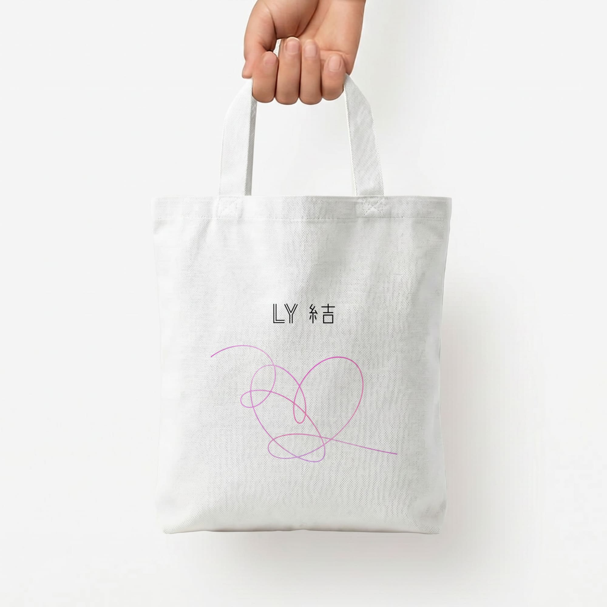 LY Heart - K Pop Tote Bag — White / Small