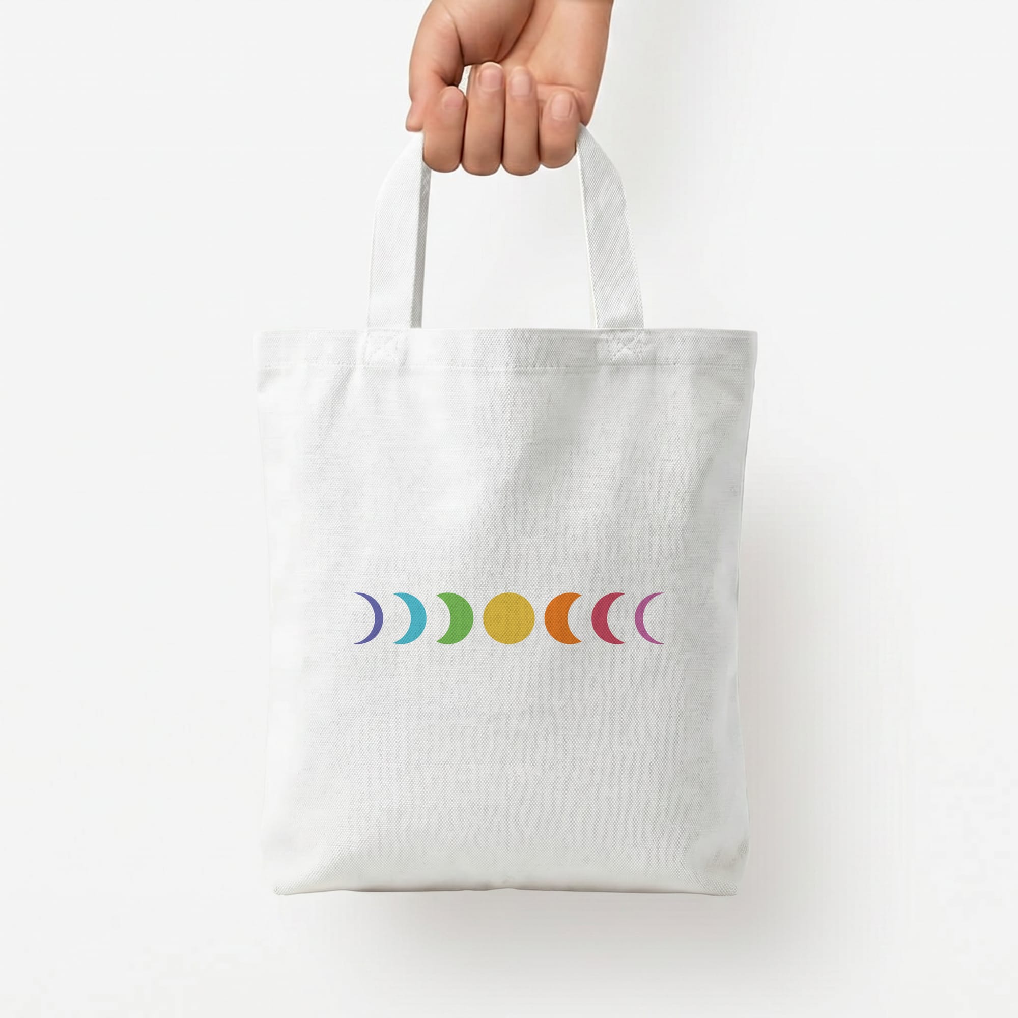 Band Moon Cycle Tote Bag — White / Small