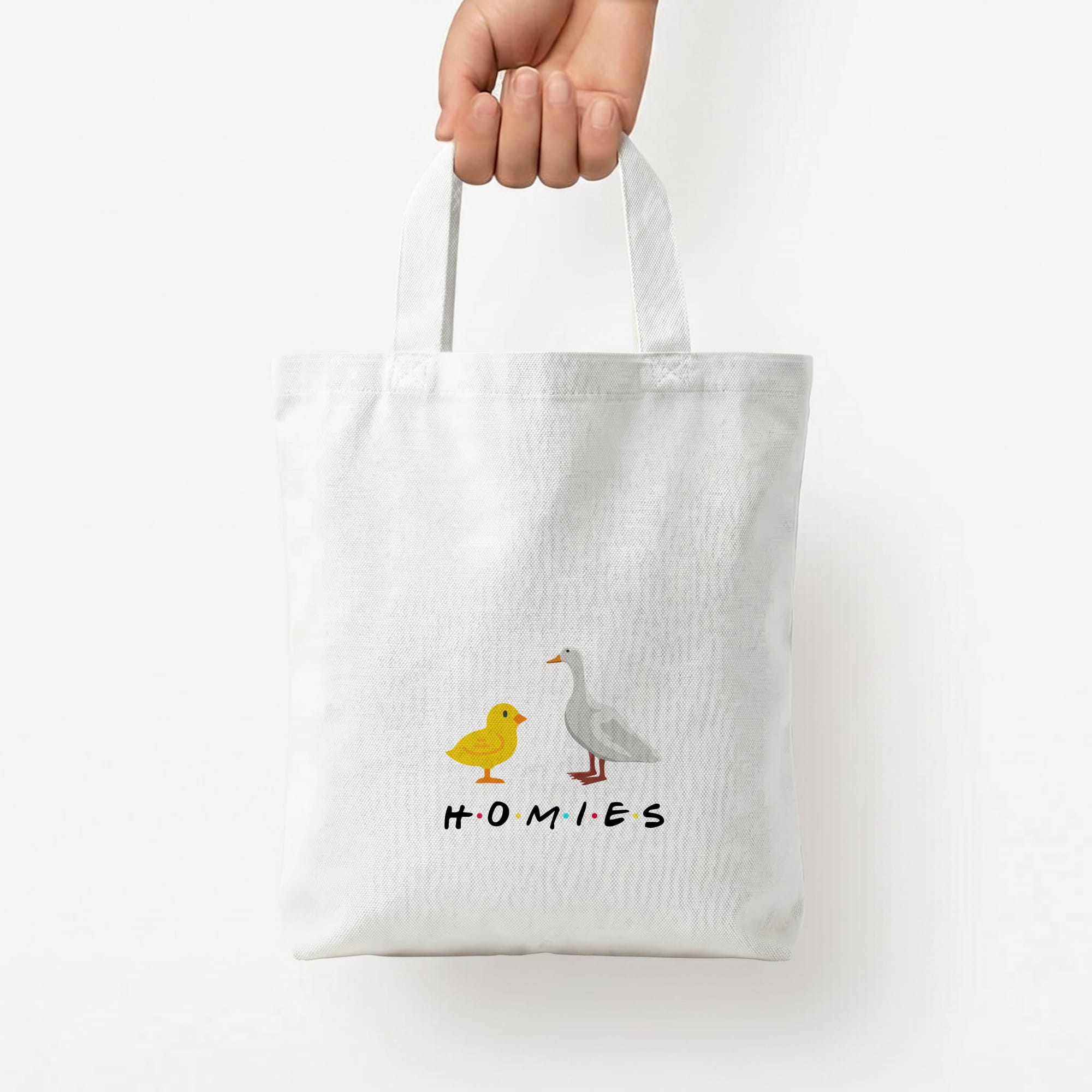 Homies Chick And Duck Tote Bag — White / Small