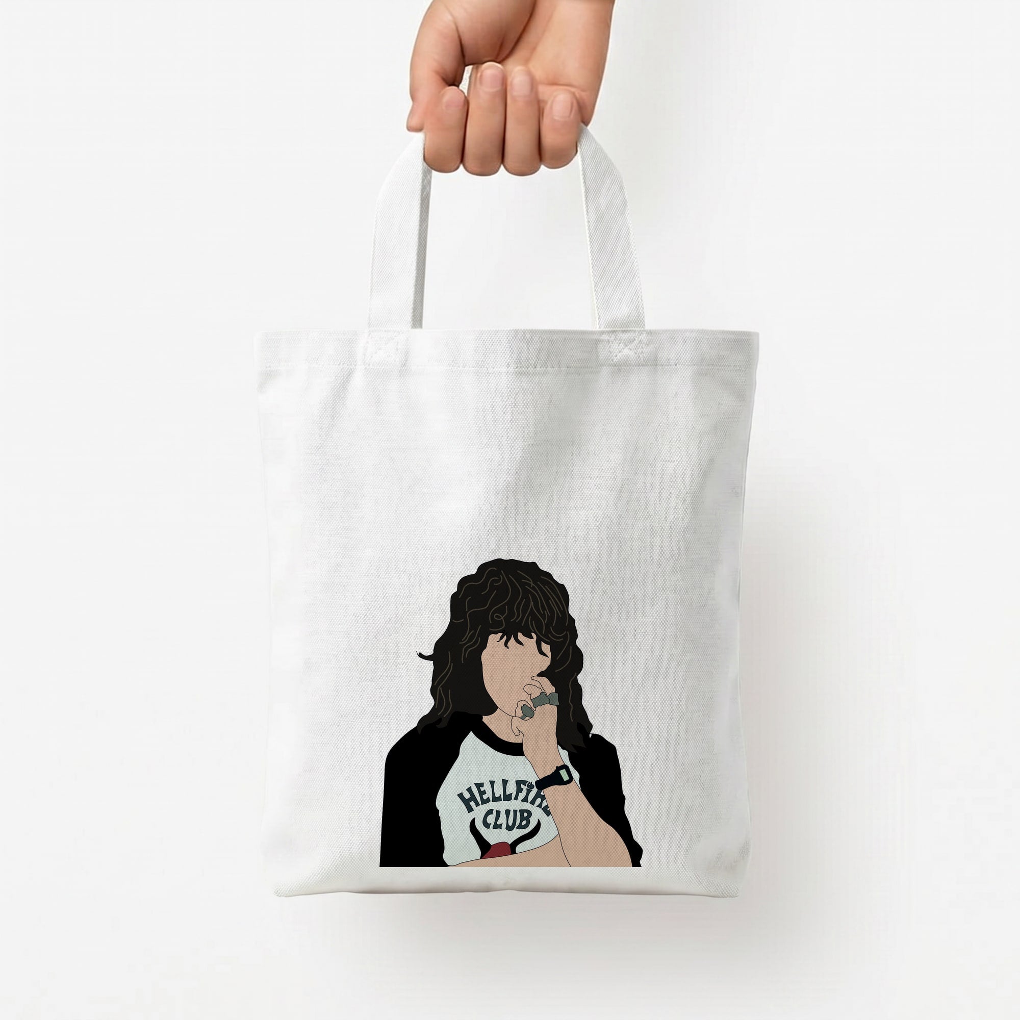 Eddie Munson Hellfire Tote Bag — White / Small