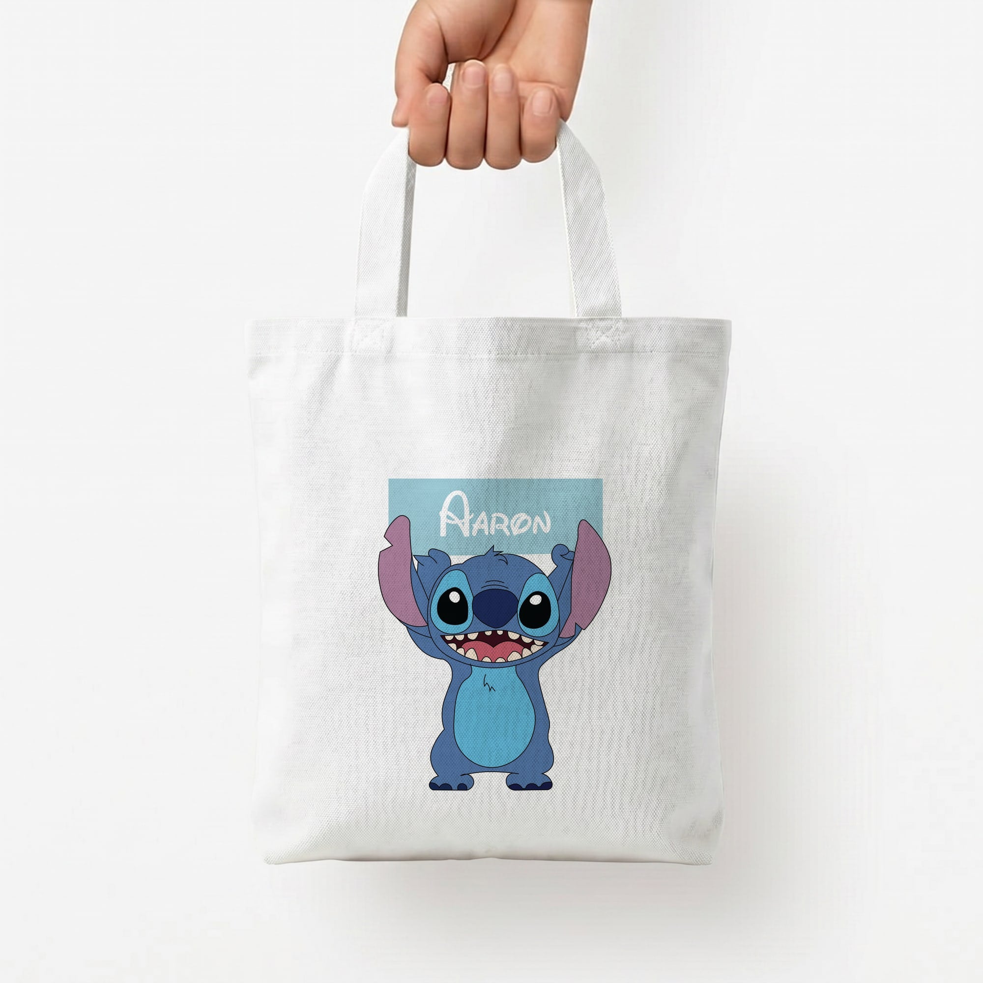 Standing Blue Alien - Personalised Disney Tote Bag — White / Small