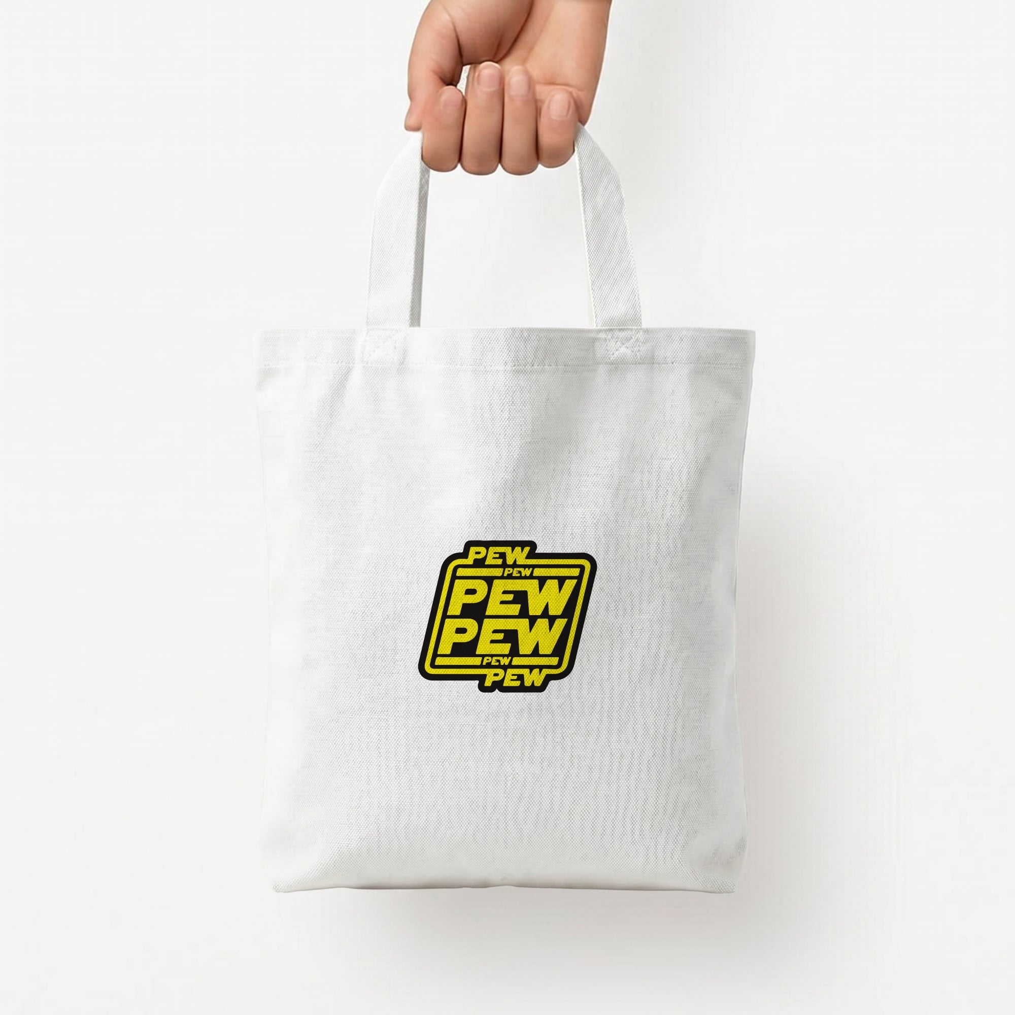 Pew Pew Tote Bag — White / Small