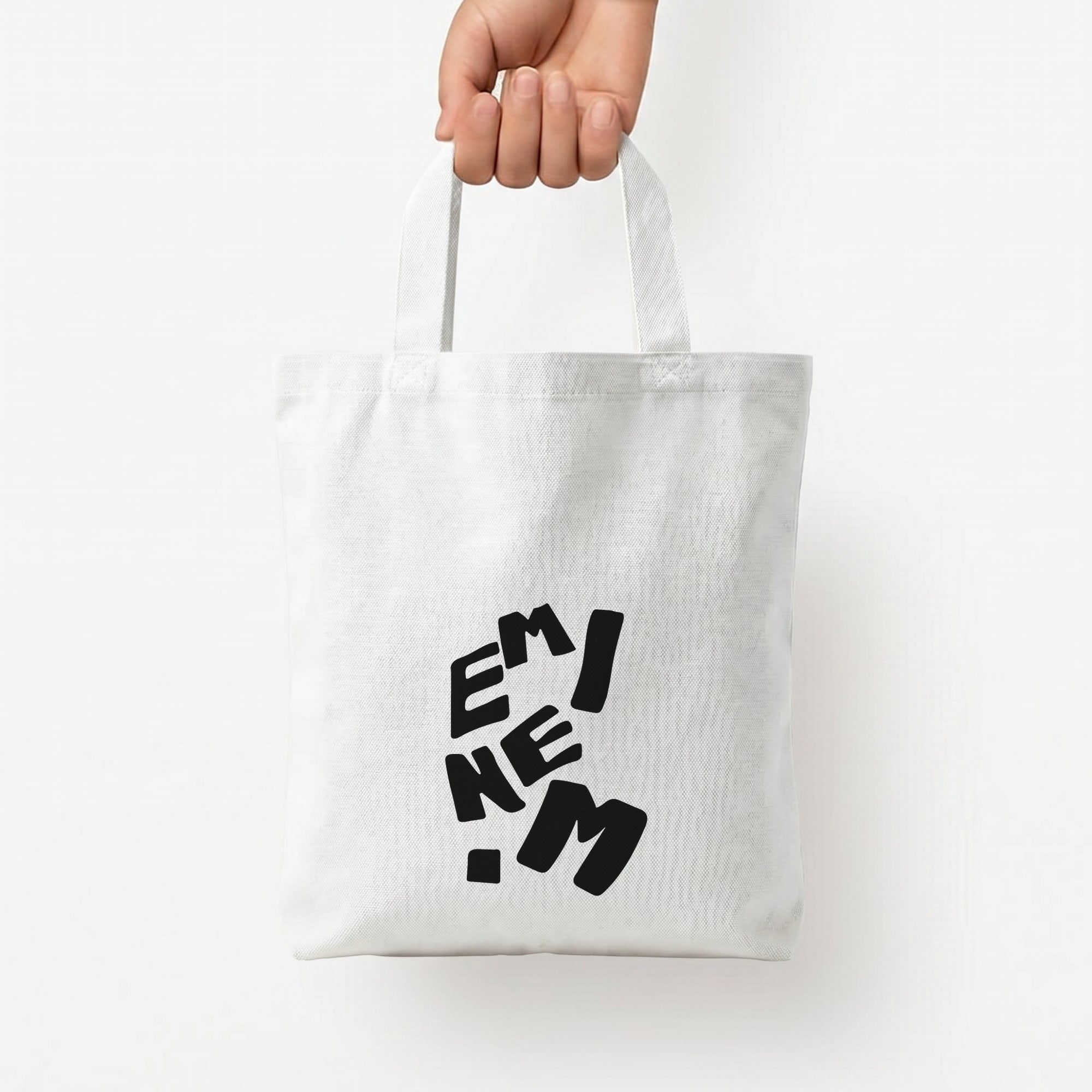 Text Tote Bag — White / Small