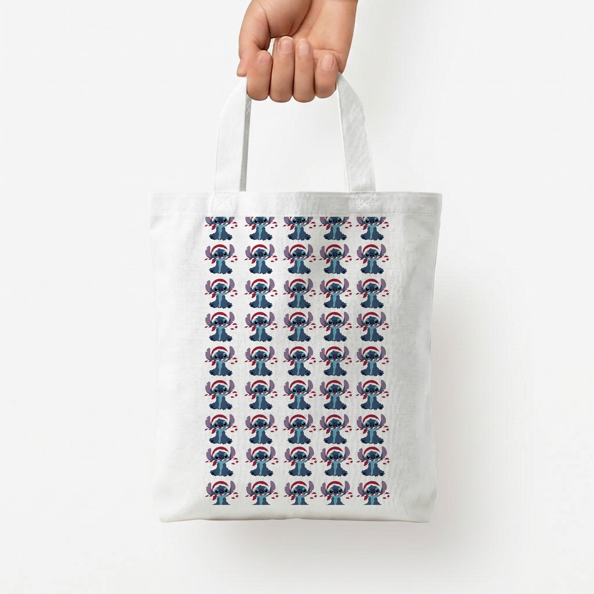 Stitch - Christmas Patterns Tote Bag — White / Small