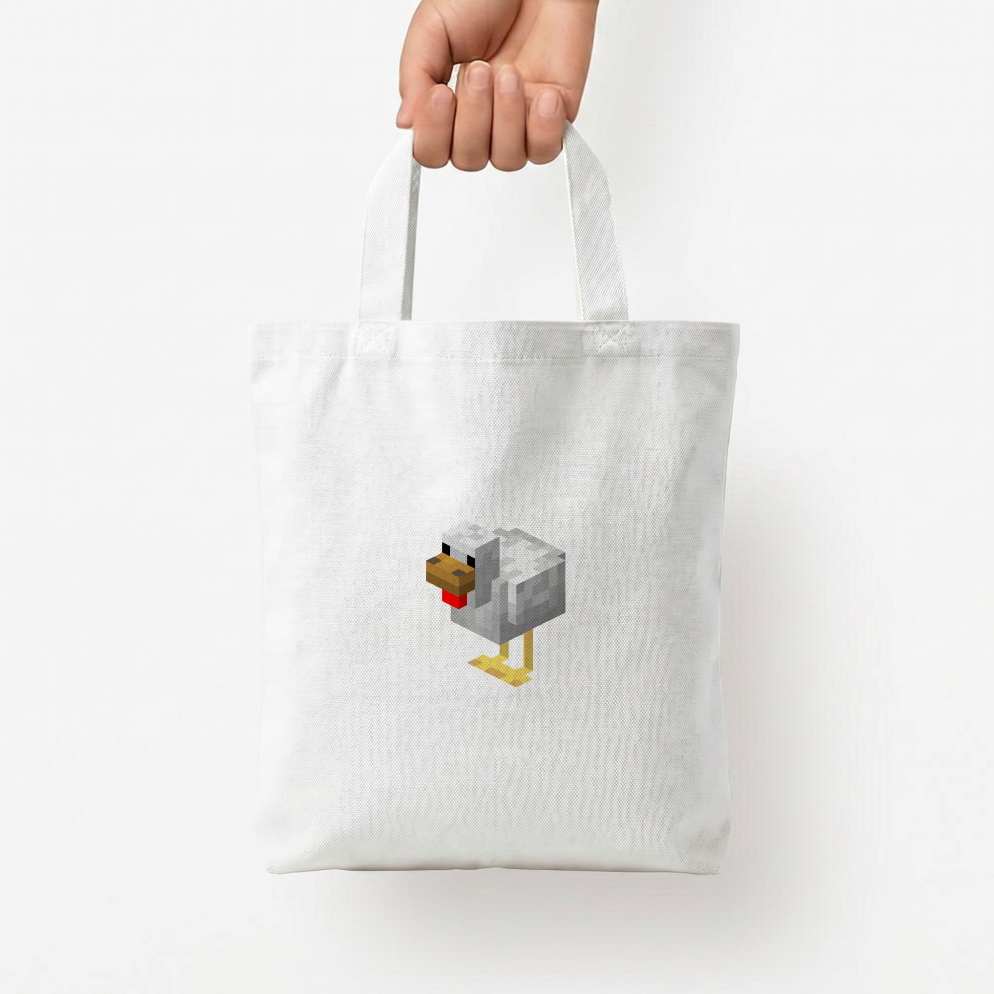 Mining Chicken Tote Bag — White / Small
