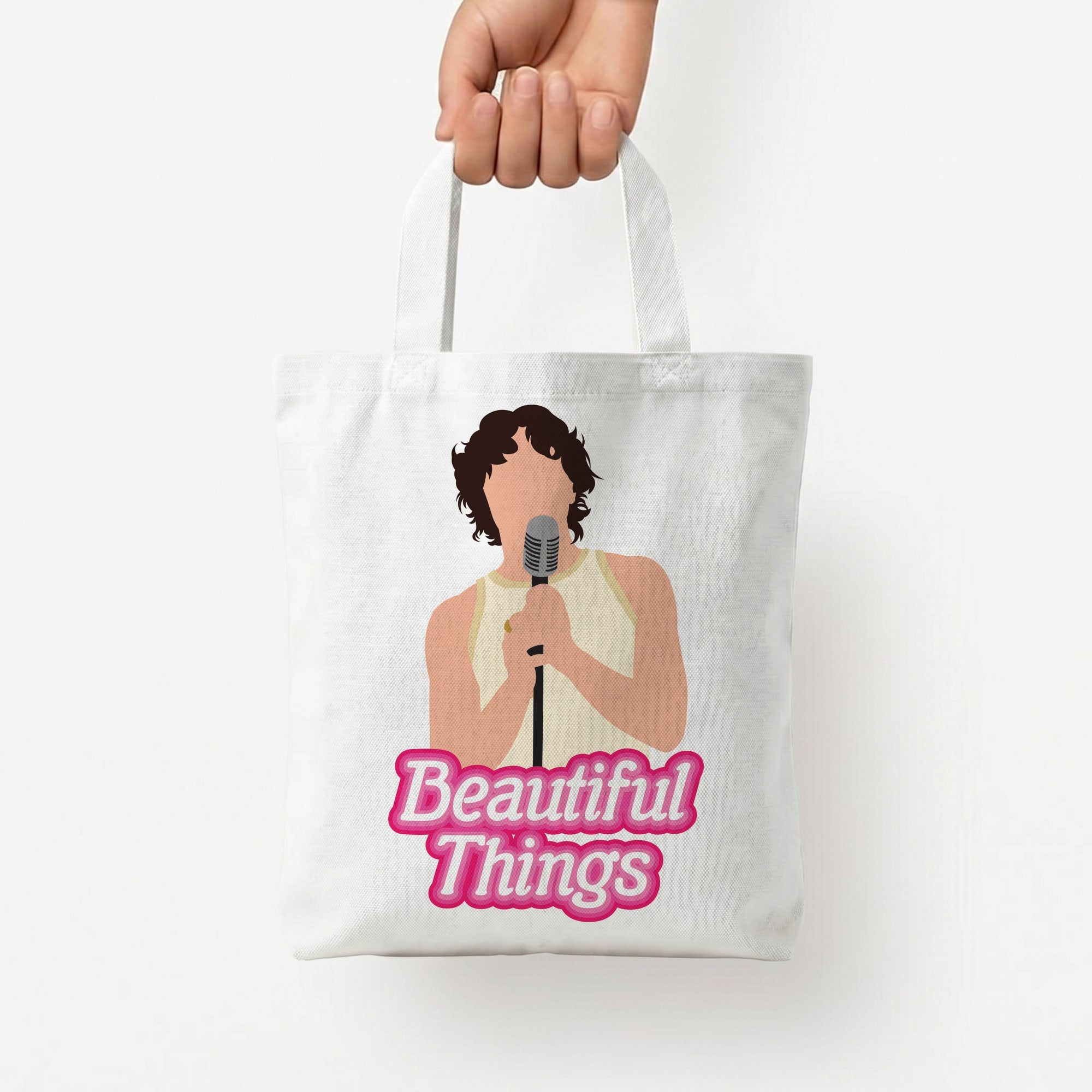 Neon Pink Beautiful Things Tote Bag — White / Small