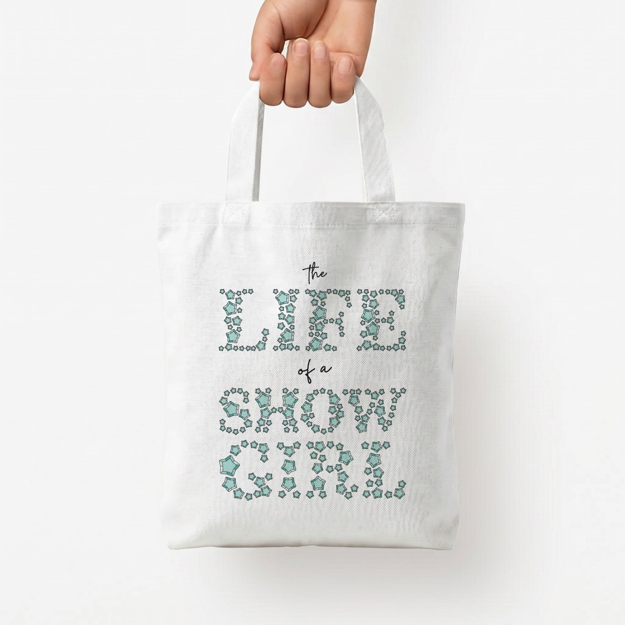 TLOAS Bedazzled Writing Tote Bag — White / Small