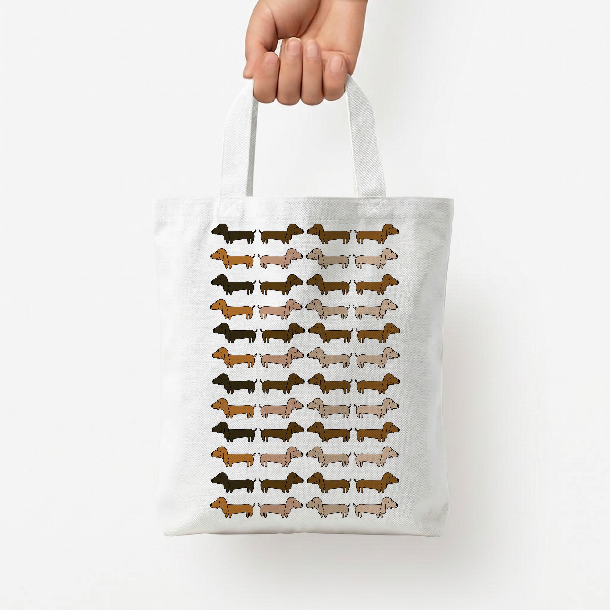 Collage - Dachshunds Tote Bag — White / Small