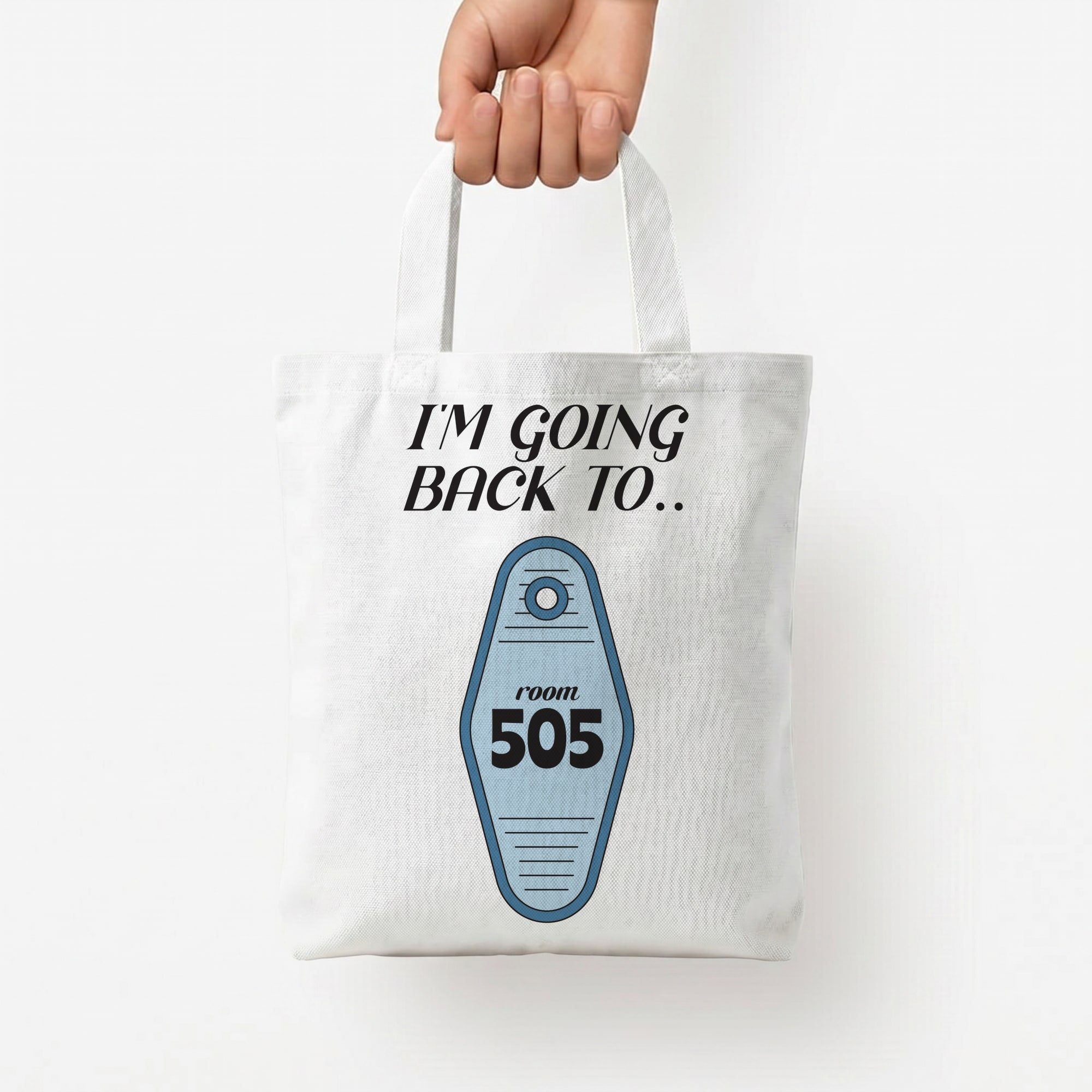 I'm Going Back To 505 Keyring Tote Bag — White / Small