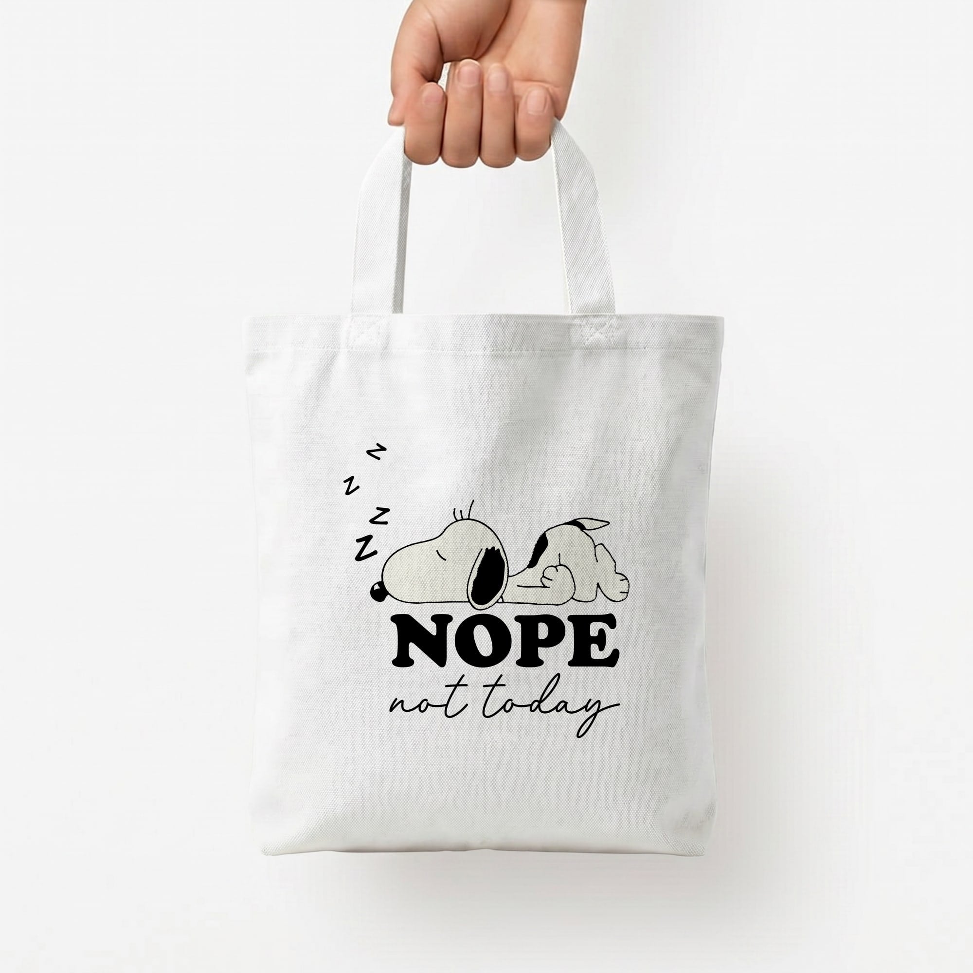 Nope, Not Today Tote Bag — White / Small