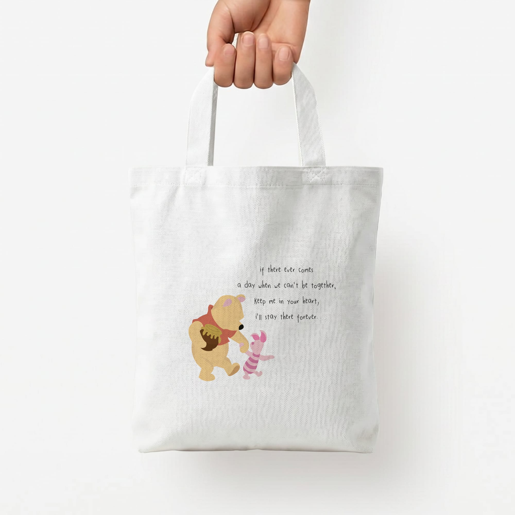 I'll Stay There Forever - Winnie Tote Bag — White / Small