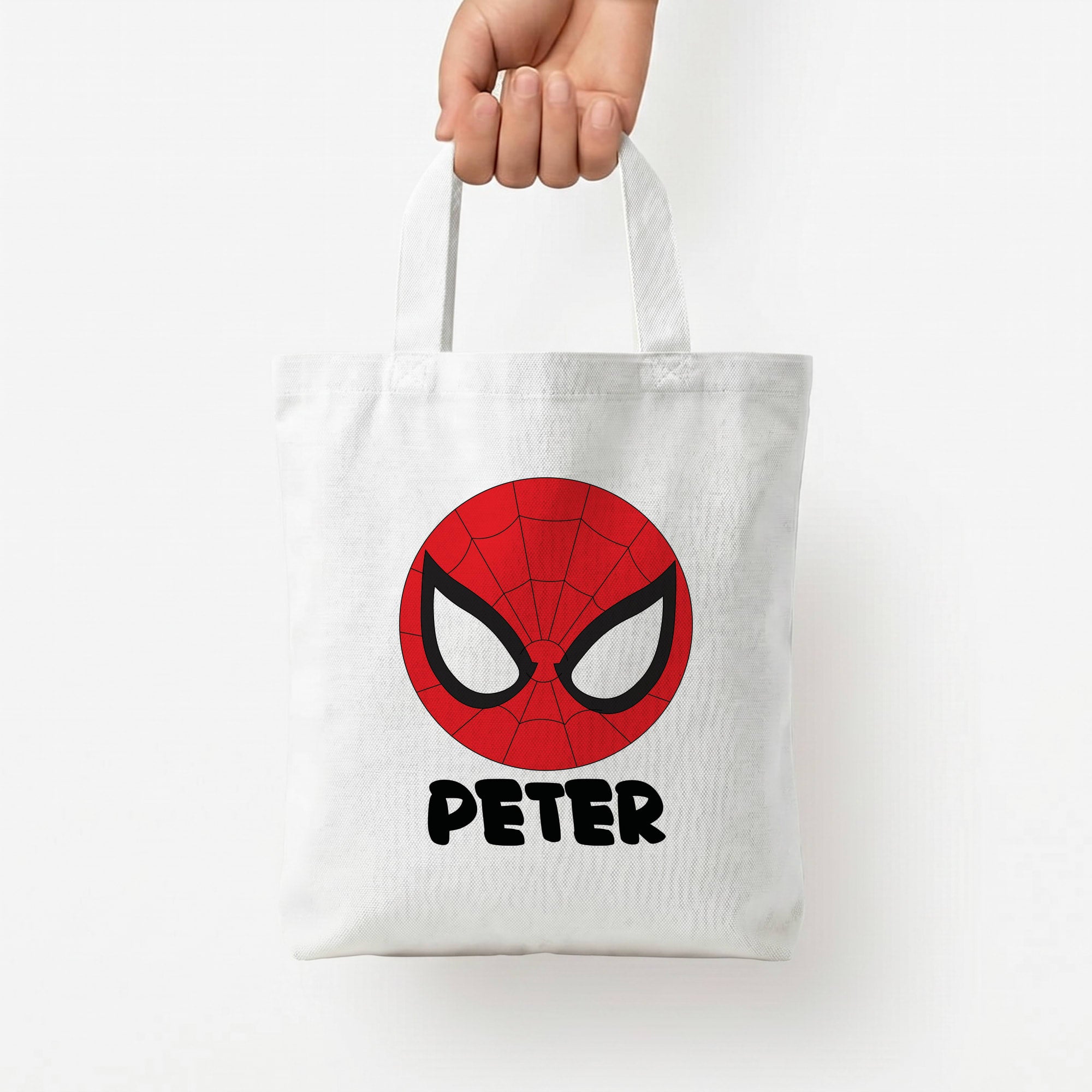 SpiderMan - Personalised Superhero Comic Tote Bag — White / Small