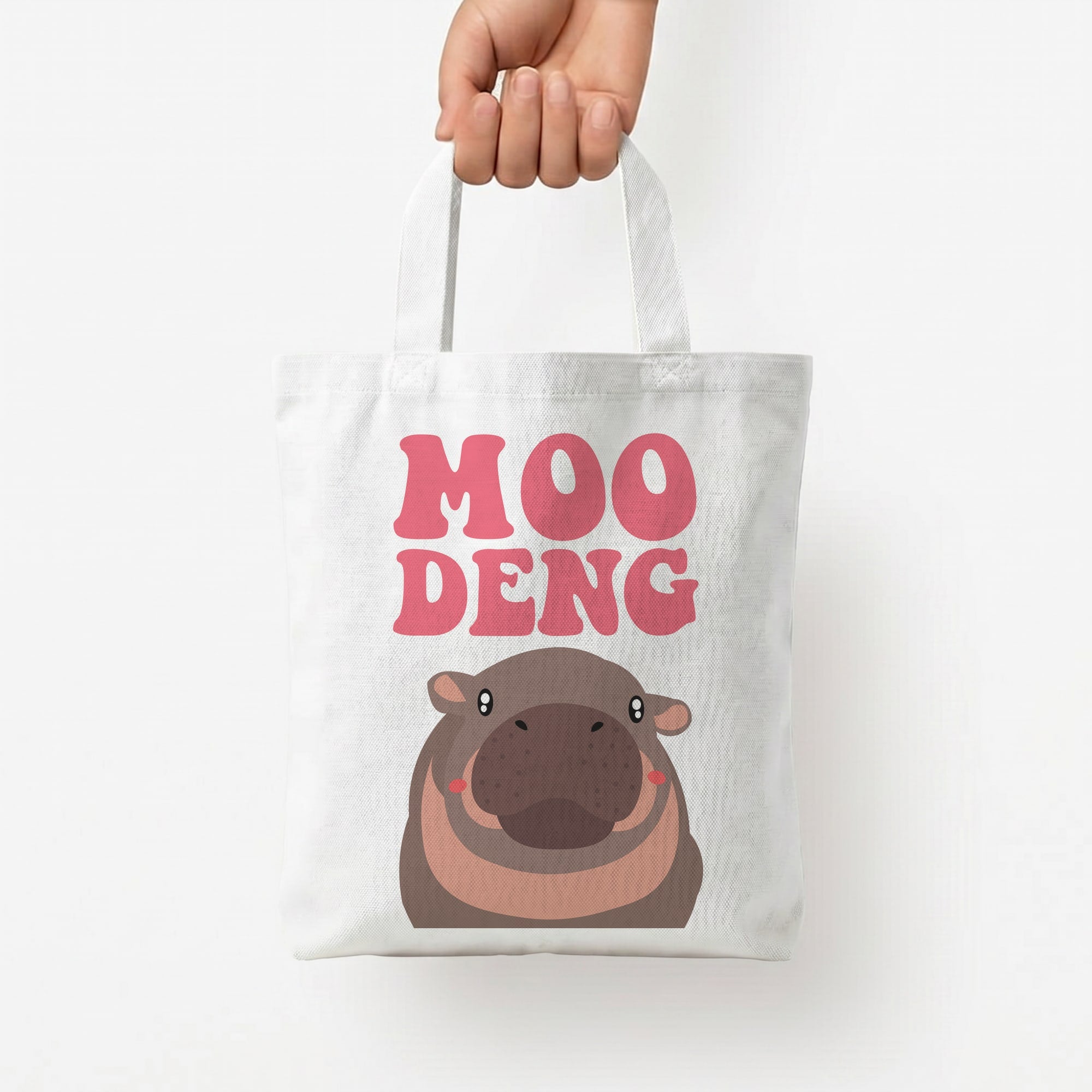 Moo Pink Tote Bag — White / Small