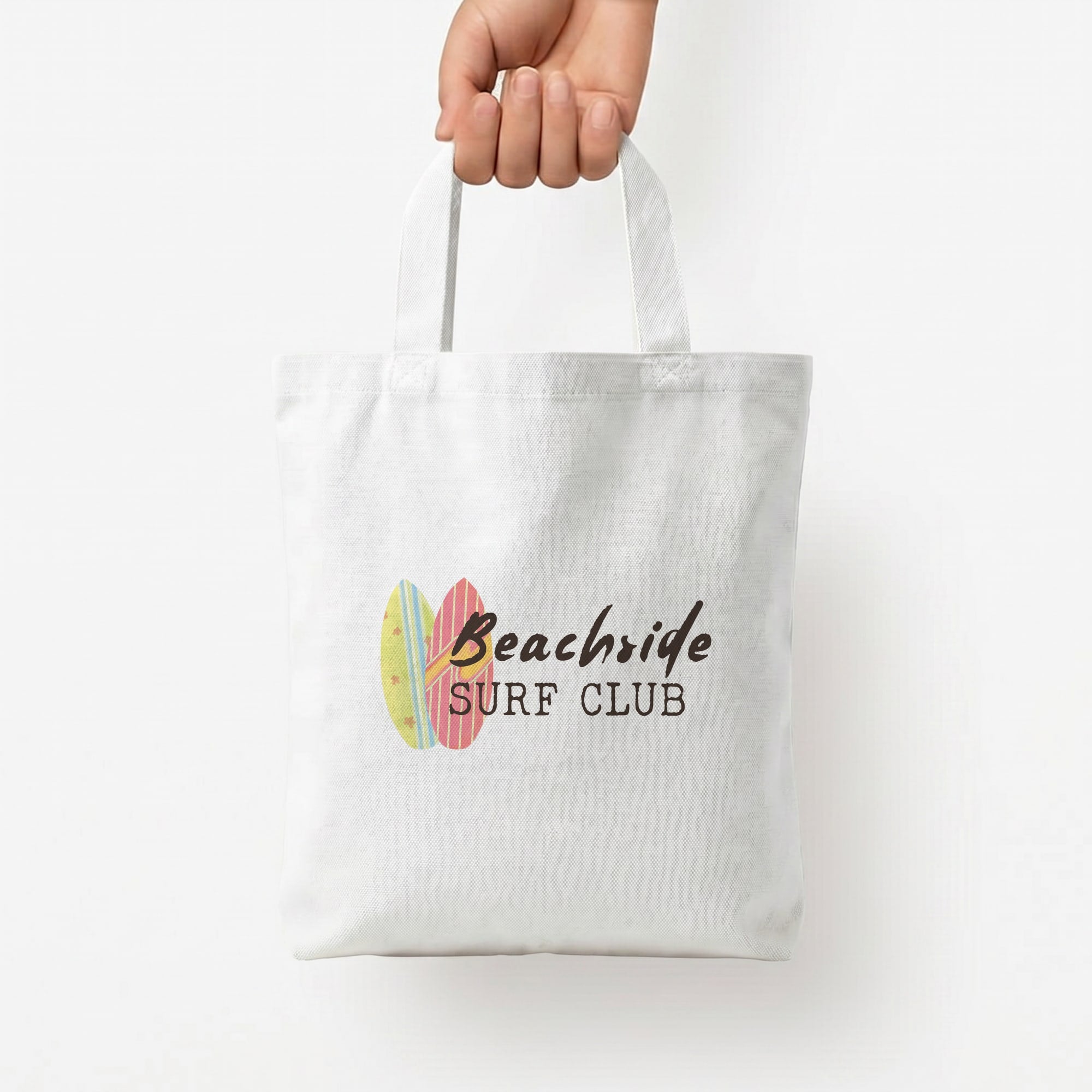 Beachside Surf Club Tote Bag — White / Small