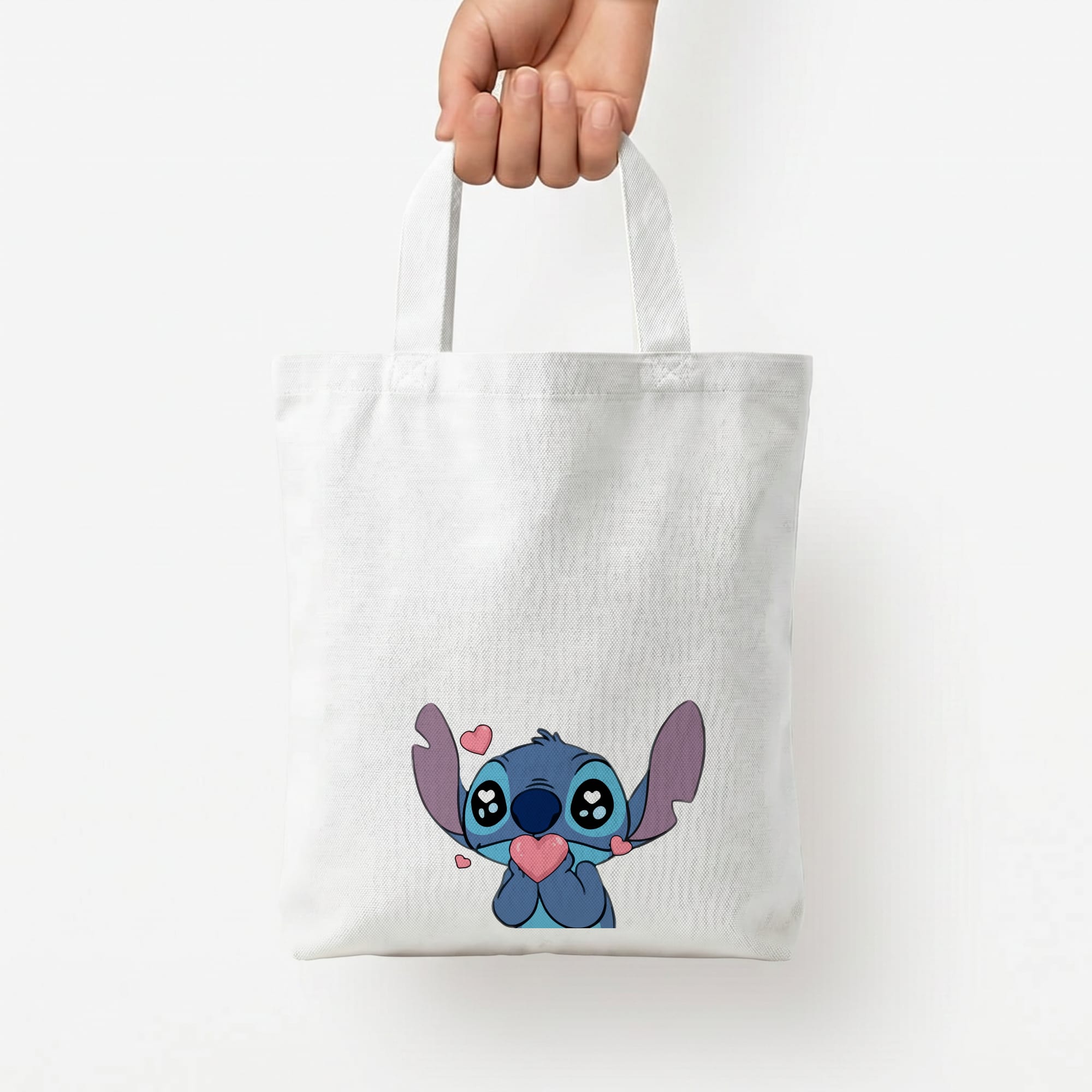 Cute Alien Blue Tote Bag — White / Small