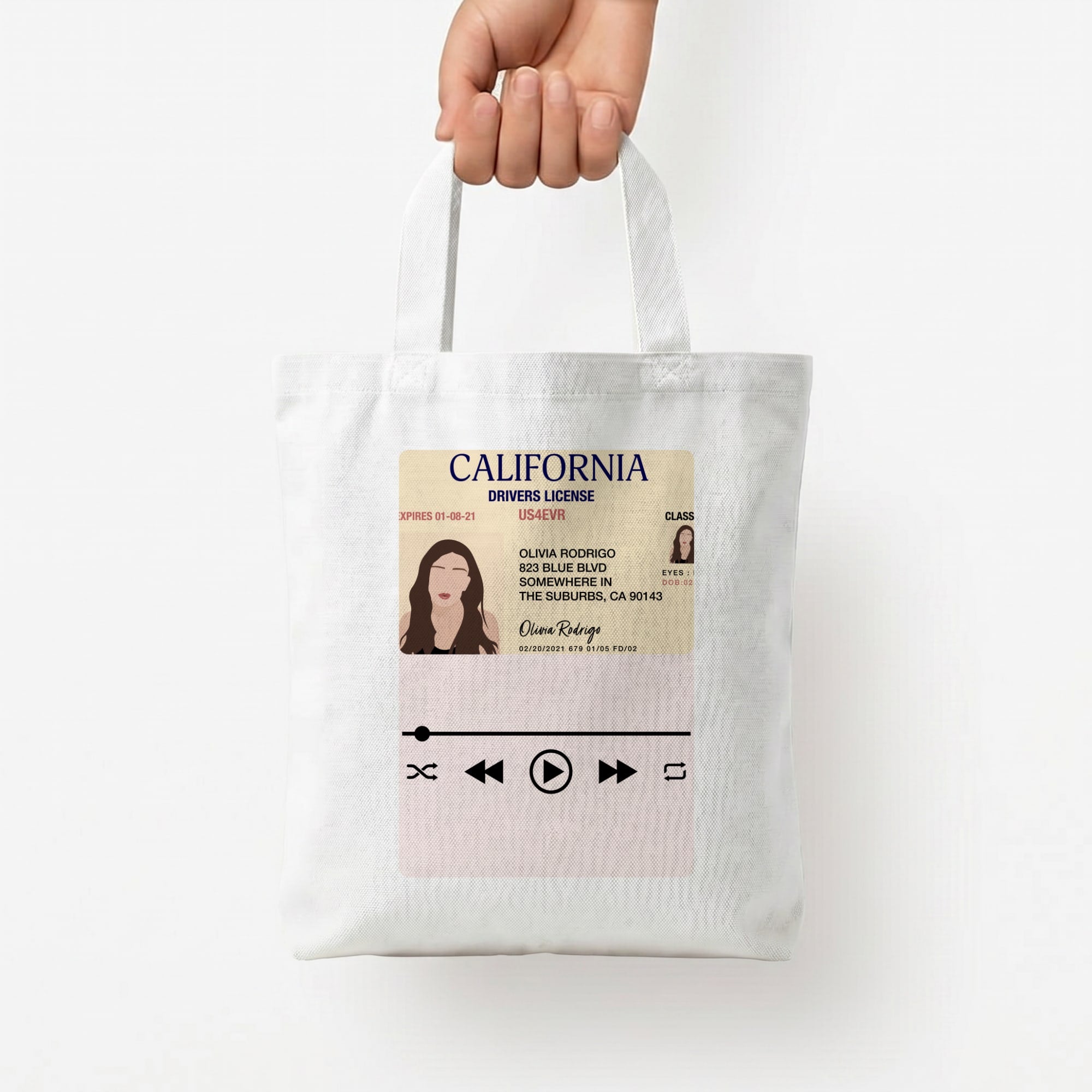 Drivers License - Olivia TikTok Tote Bag — White / Small