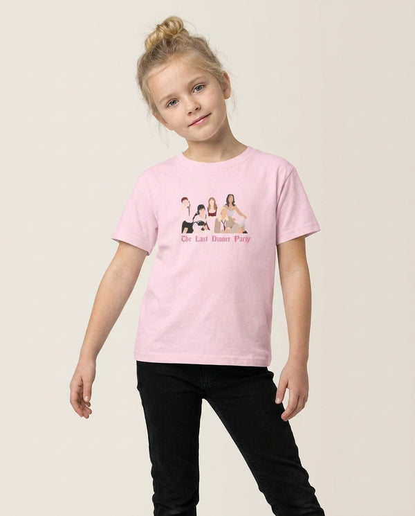 The Last Dinner Party - Festival Kids T-Shirt — Pink Front, worn