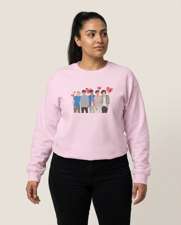 Love Band Sweatshirt — Pink Front, worn