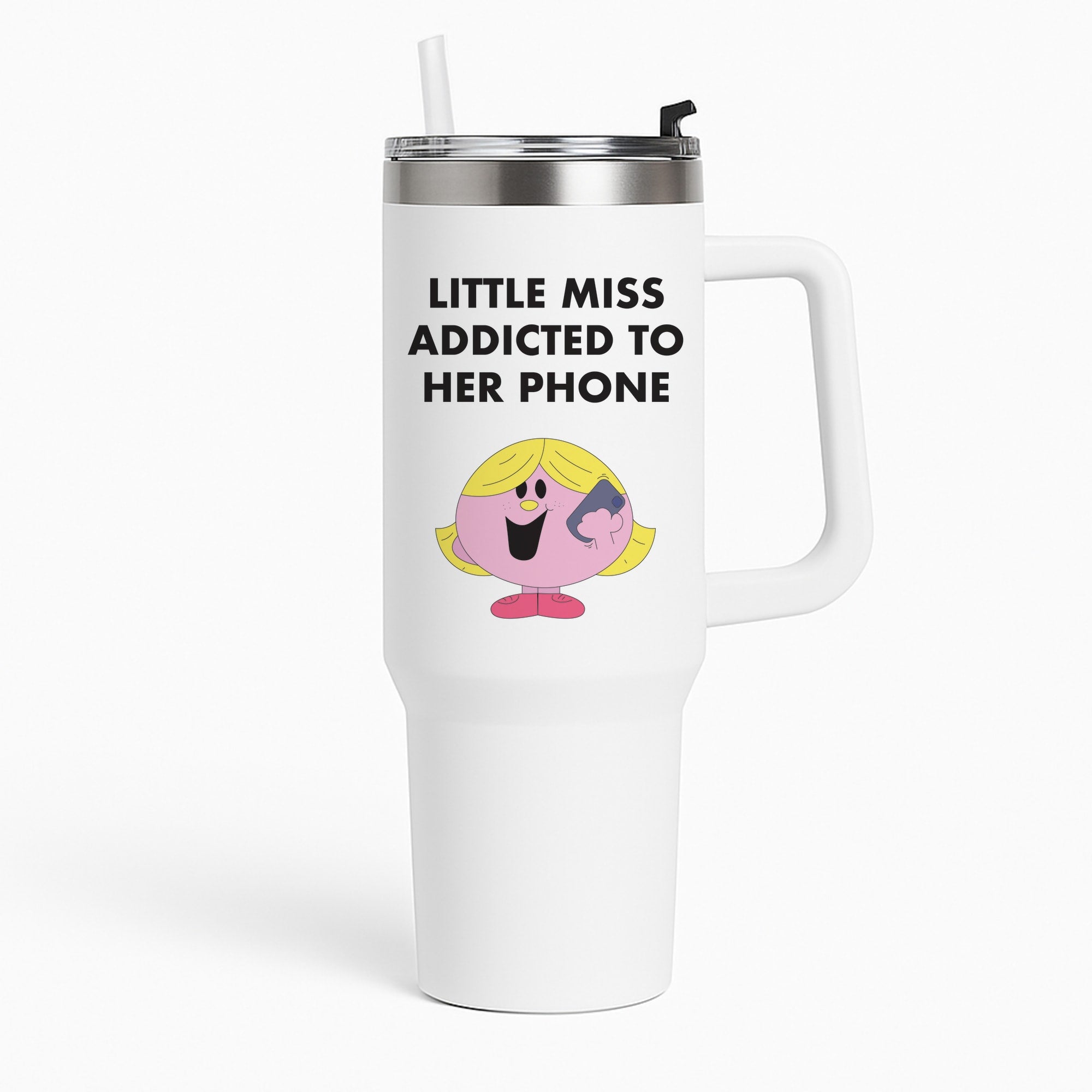 Little Miss Addicted To Her Phone - Aesthetic Quote Tumbler