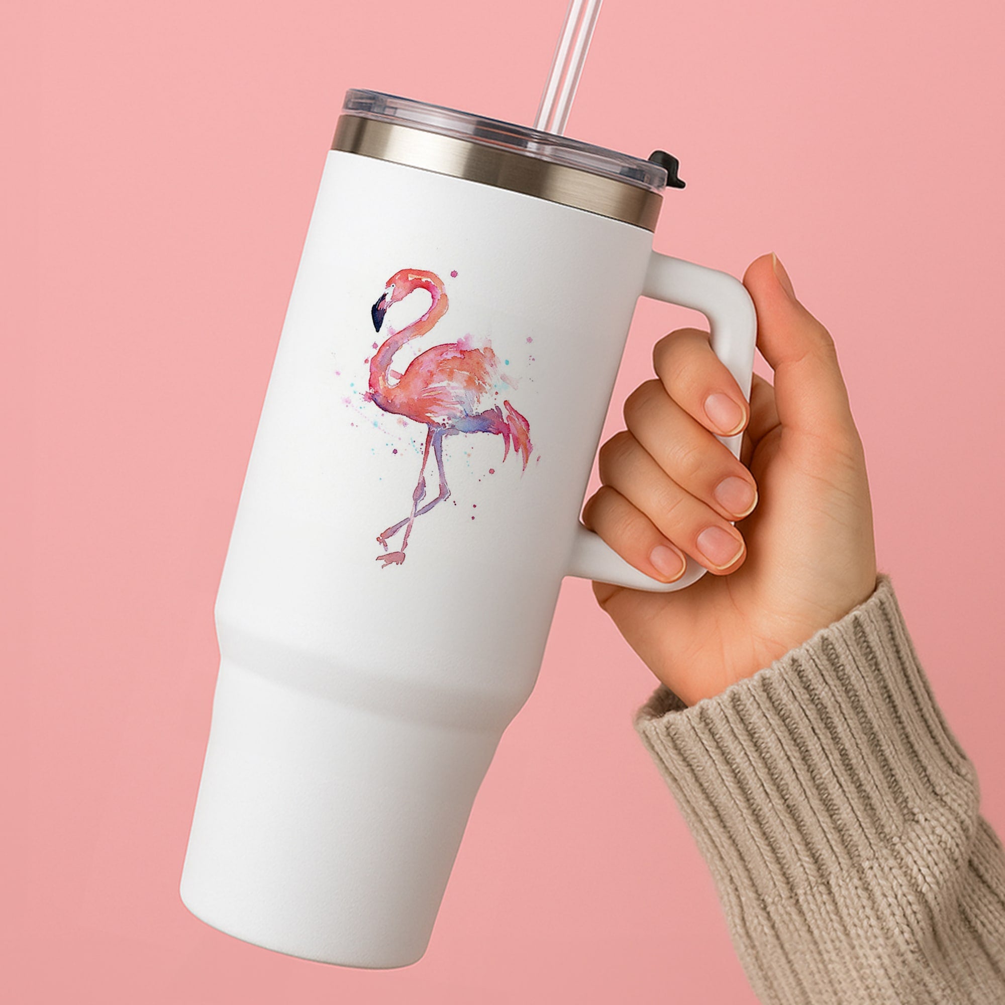 Watercolour Flamingo Painting Tumbler