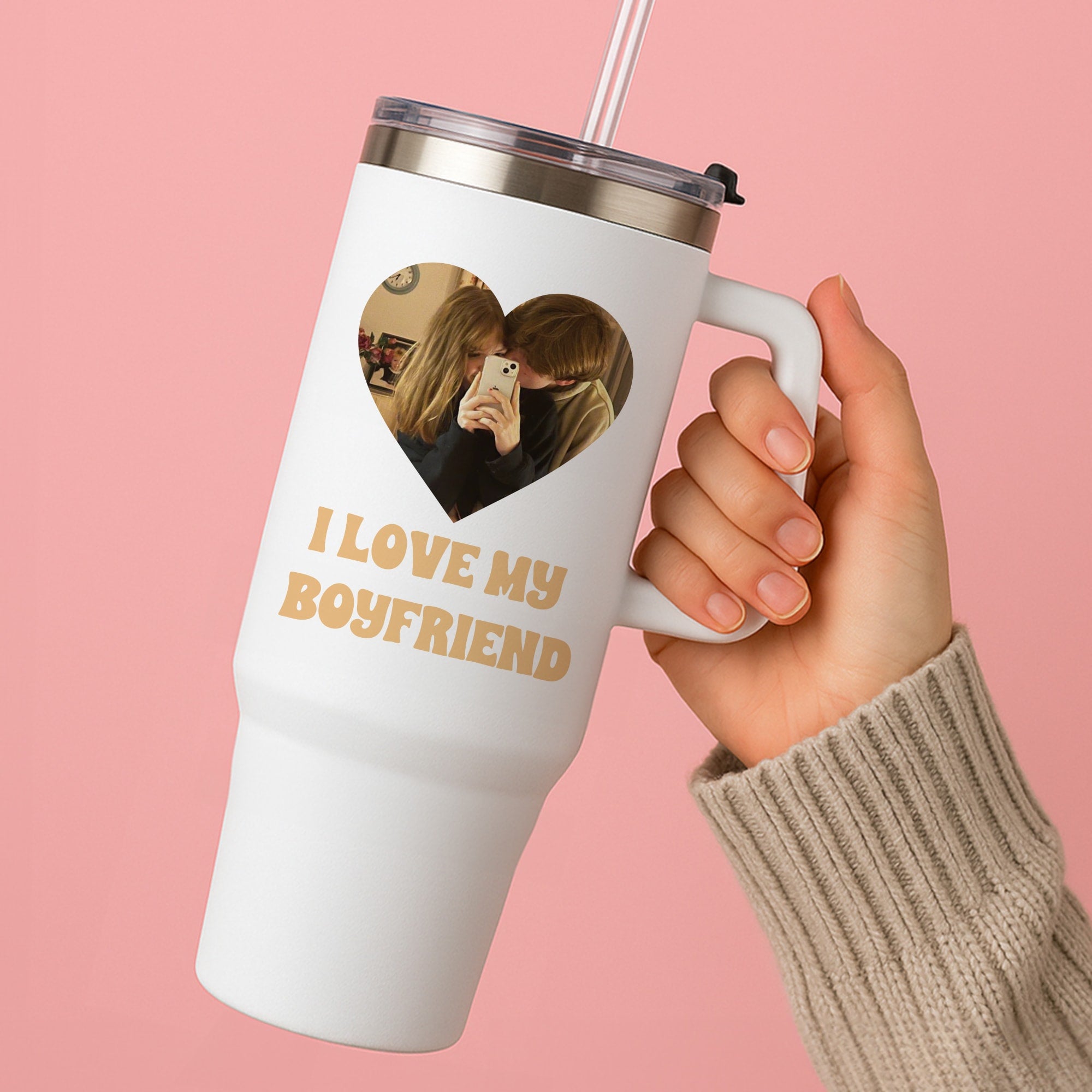 I Love My Boyfriend - Personalised Couples Tumbler