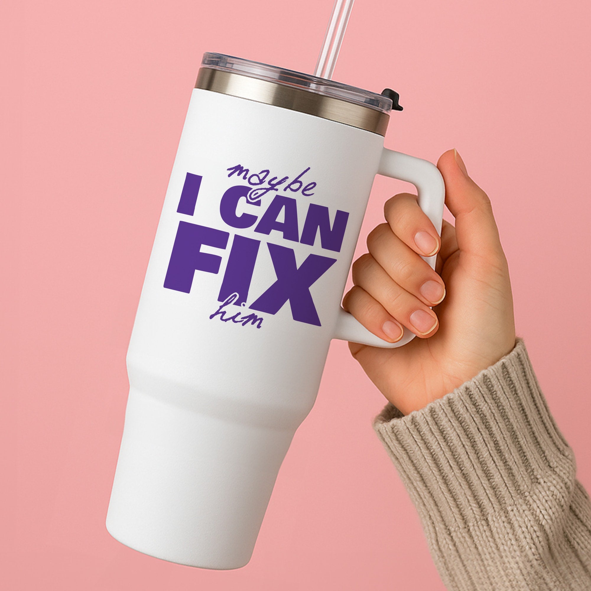 Maybe I Can Fix Him Purple Tumbler