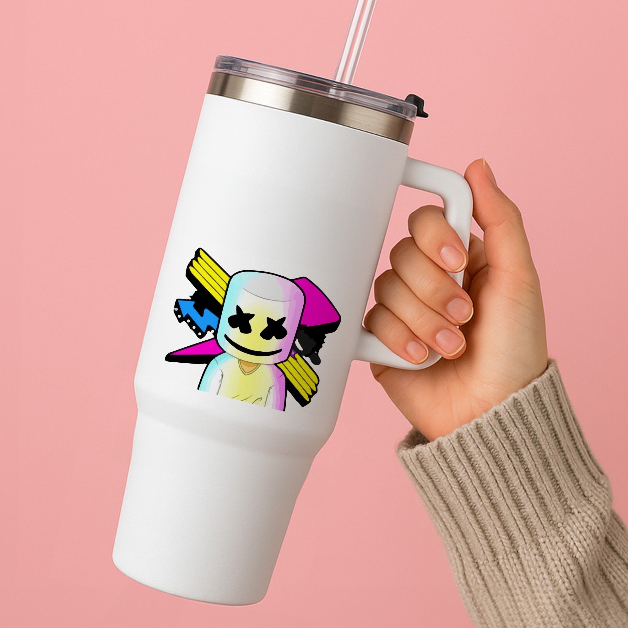 Neon Logo White Helmet DJ Tumbler