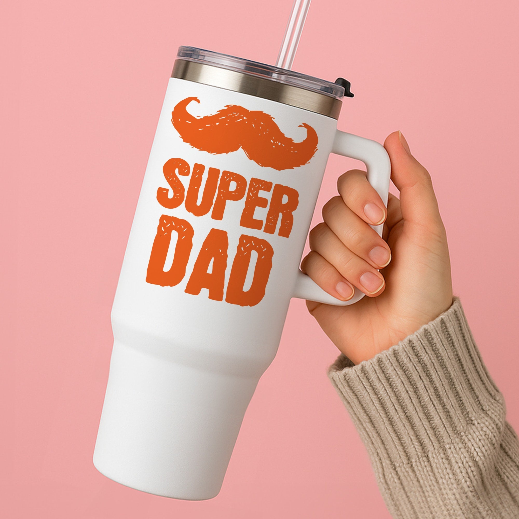 Moustache Super Dad Orange Tumbler