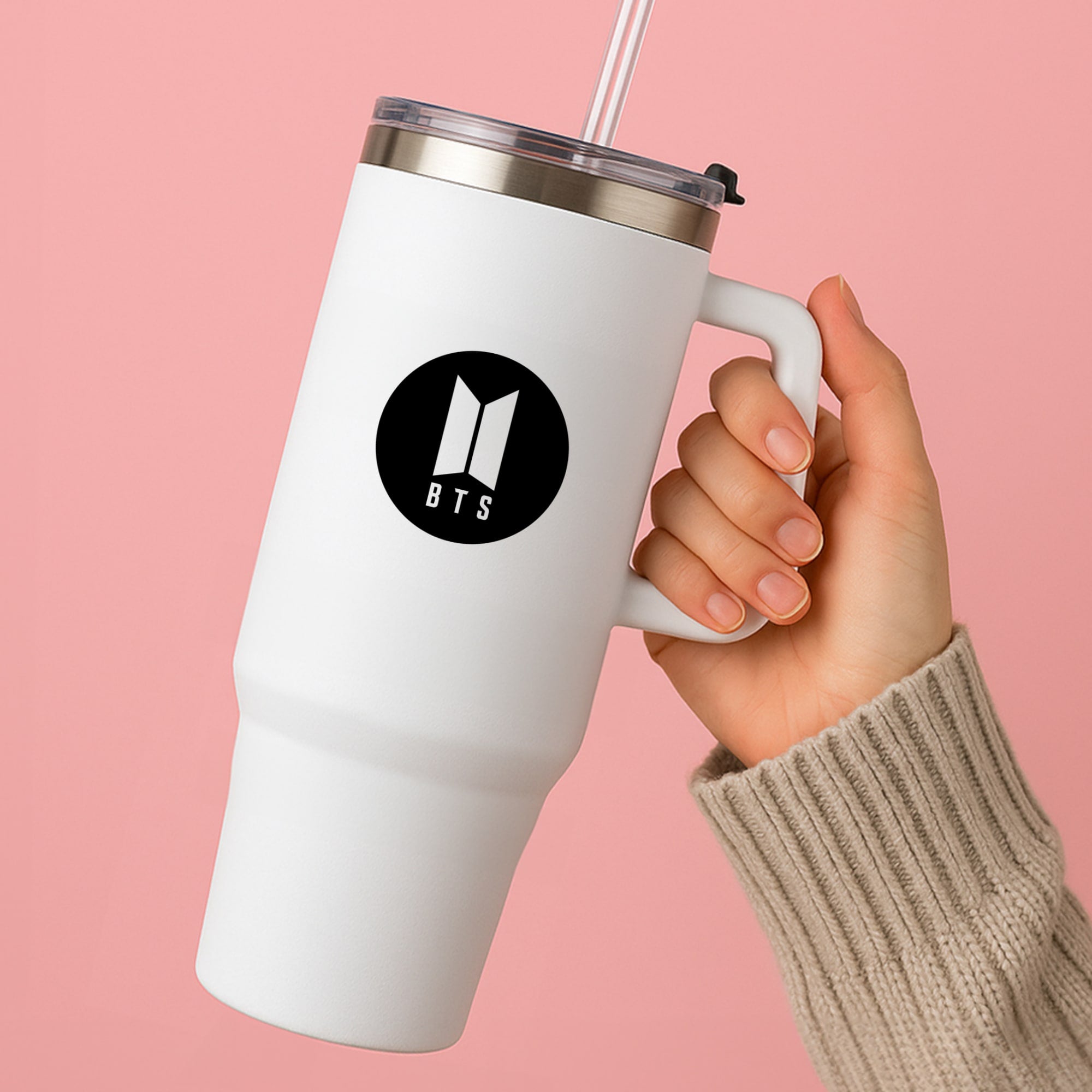 BTS logo Black - K Pop Tumbler