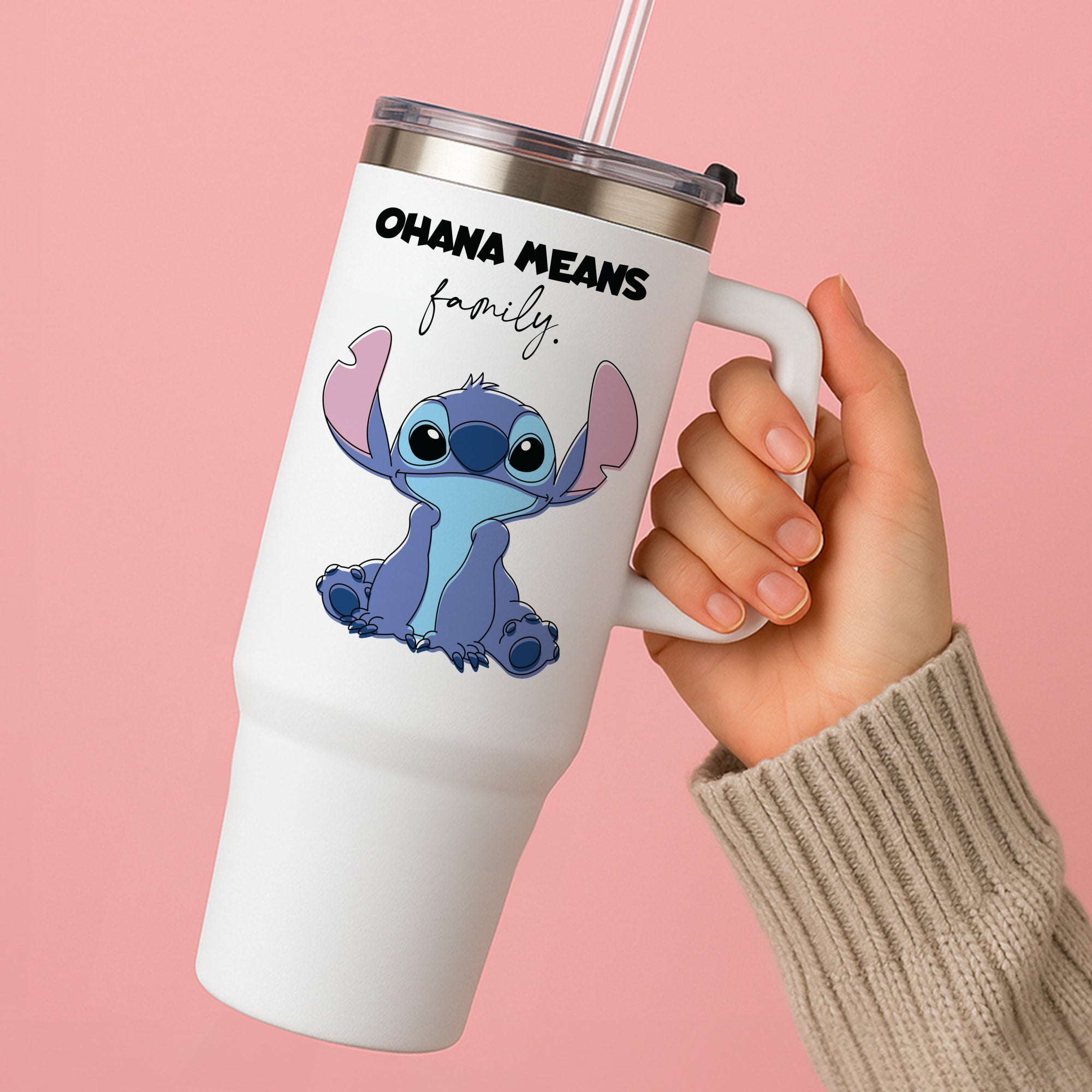 Ohana Means Family Pink Tumbler
