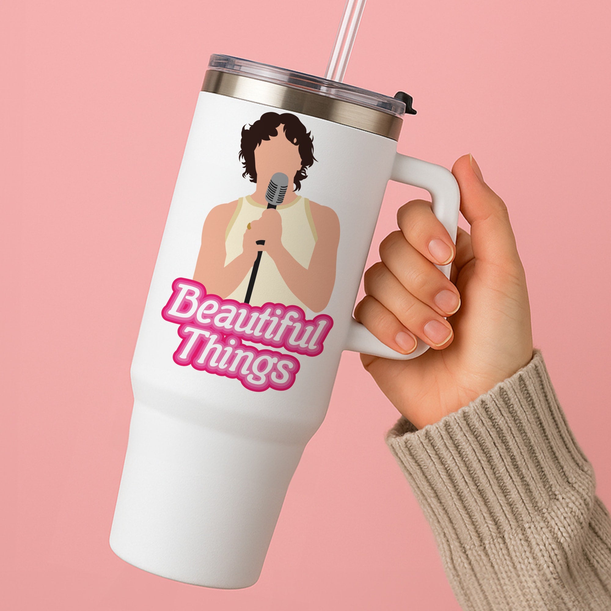 Neon Pink Beautiful Things Tumbler