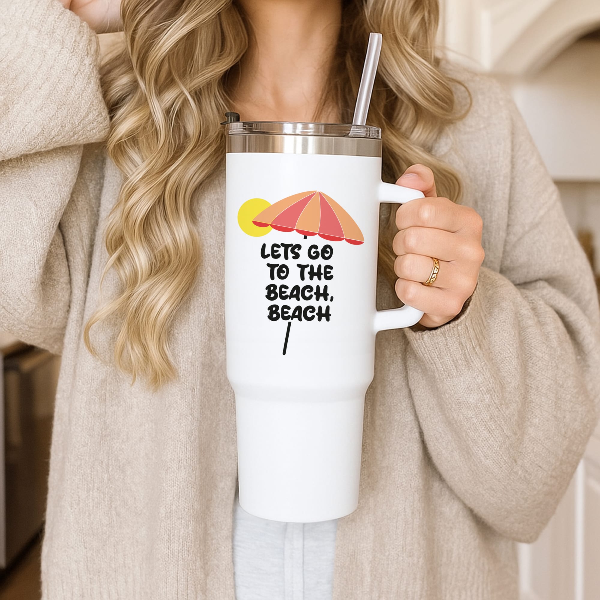 Lets Go To The Beach - Summer Quotes Tumbler