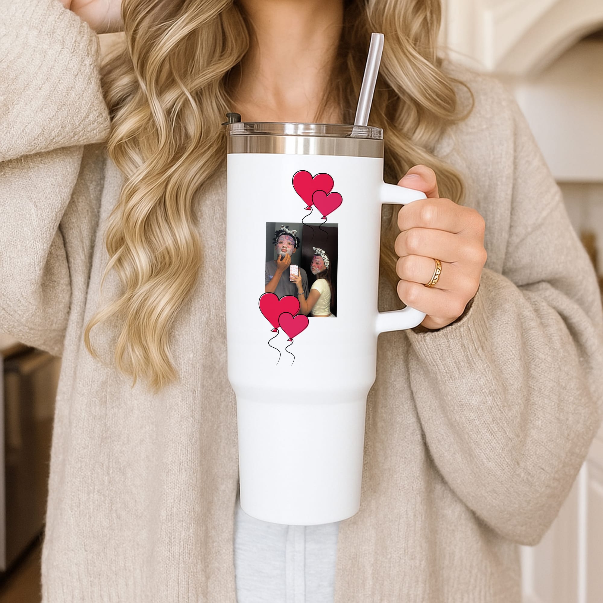 Heart Balloons - Personalised Couples Tumbler