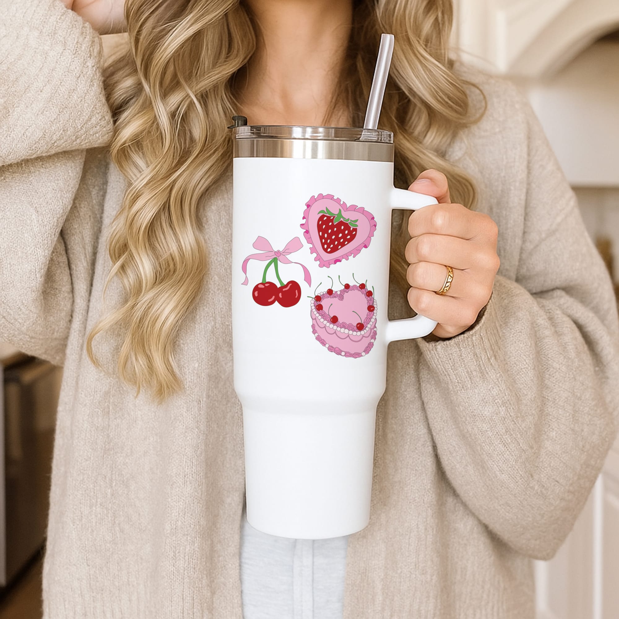 Cherries, Strawberries And Cake - Valentine's Day Tumbler
