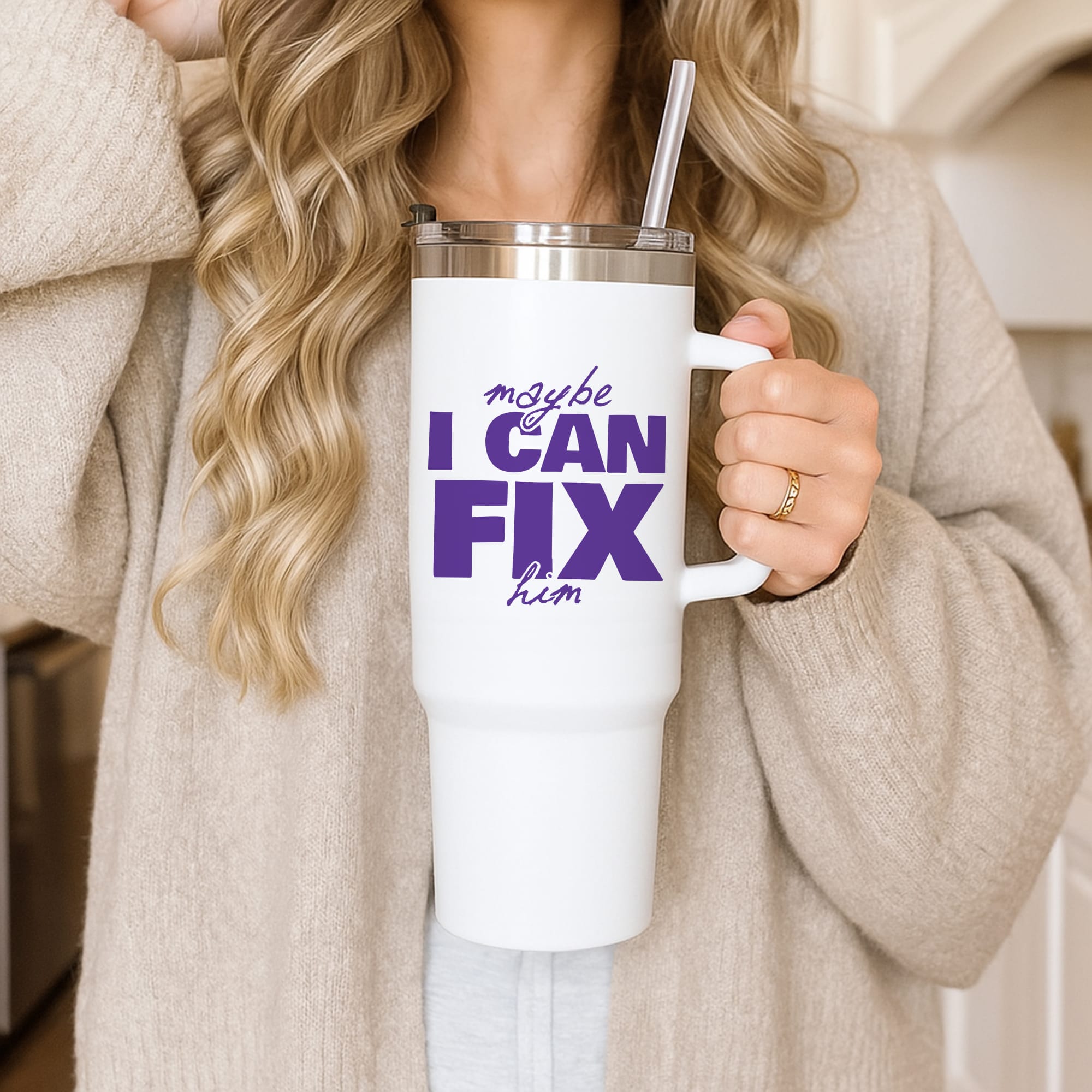 Maybe I Can Fix Him Purple Tumbler