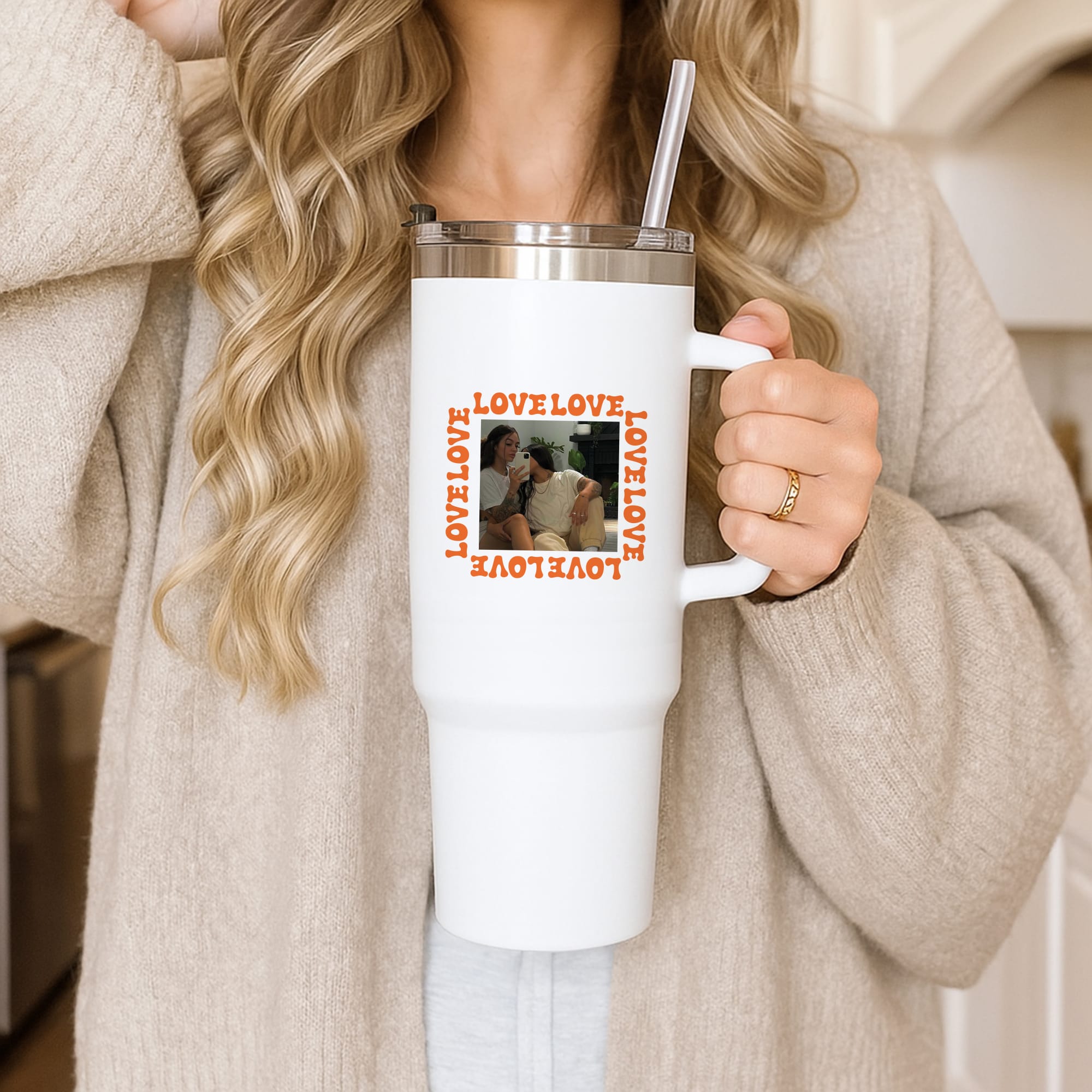 Love, Love, Love - Personalised Couples Tumbler