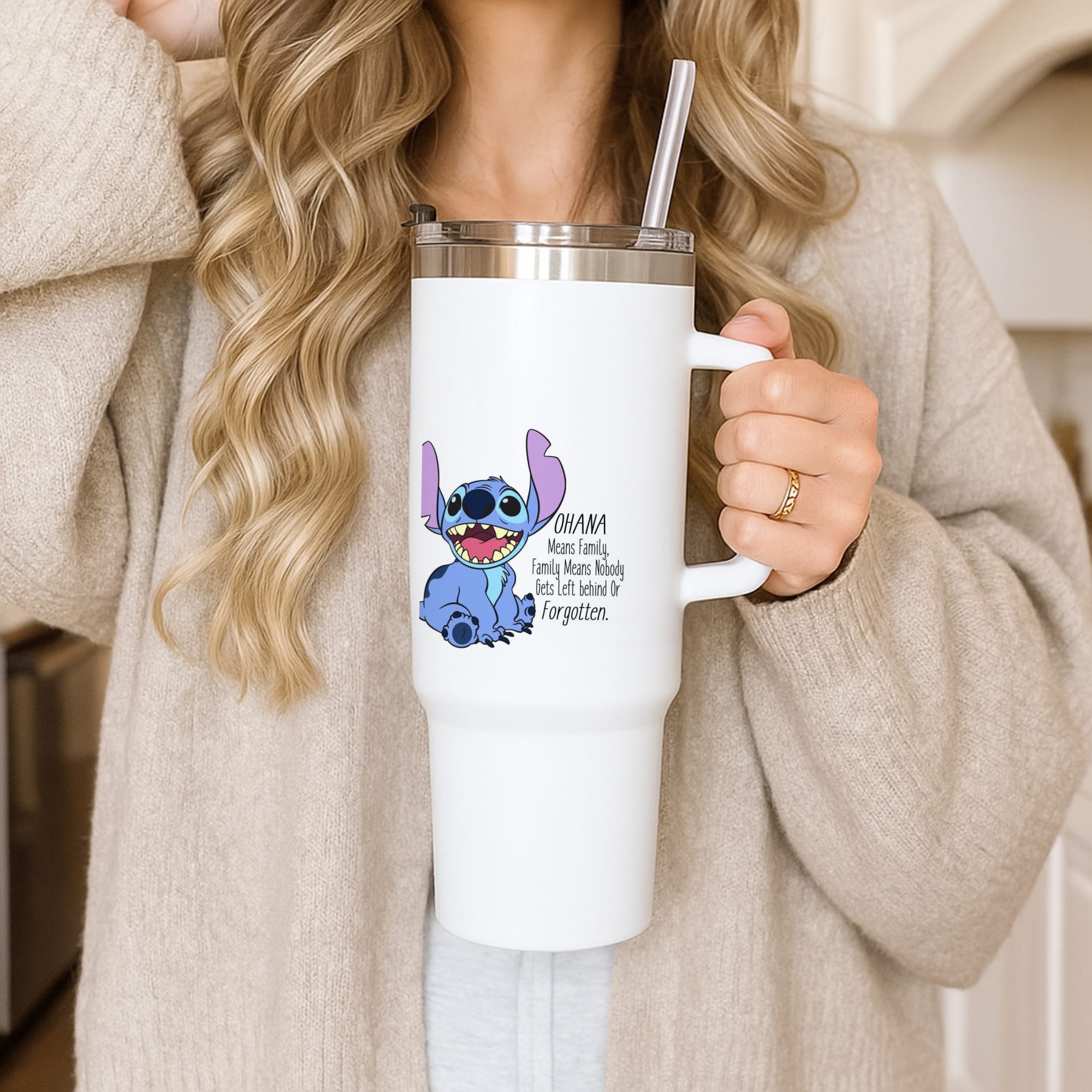 Ohana Means Family - Blue Alien Tumbler