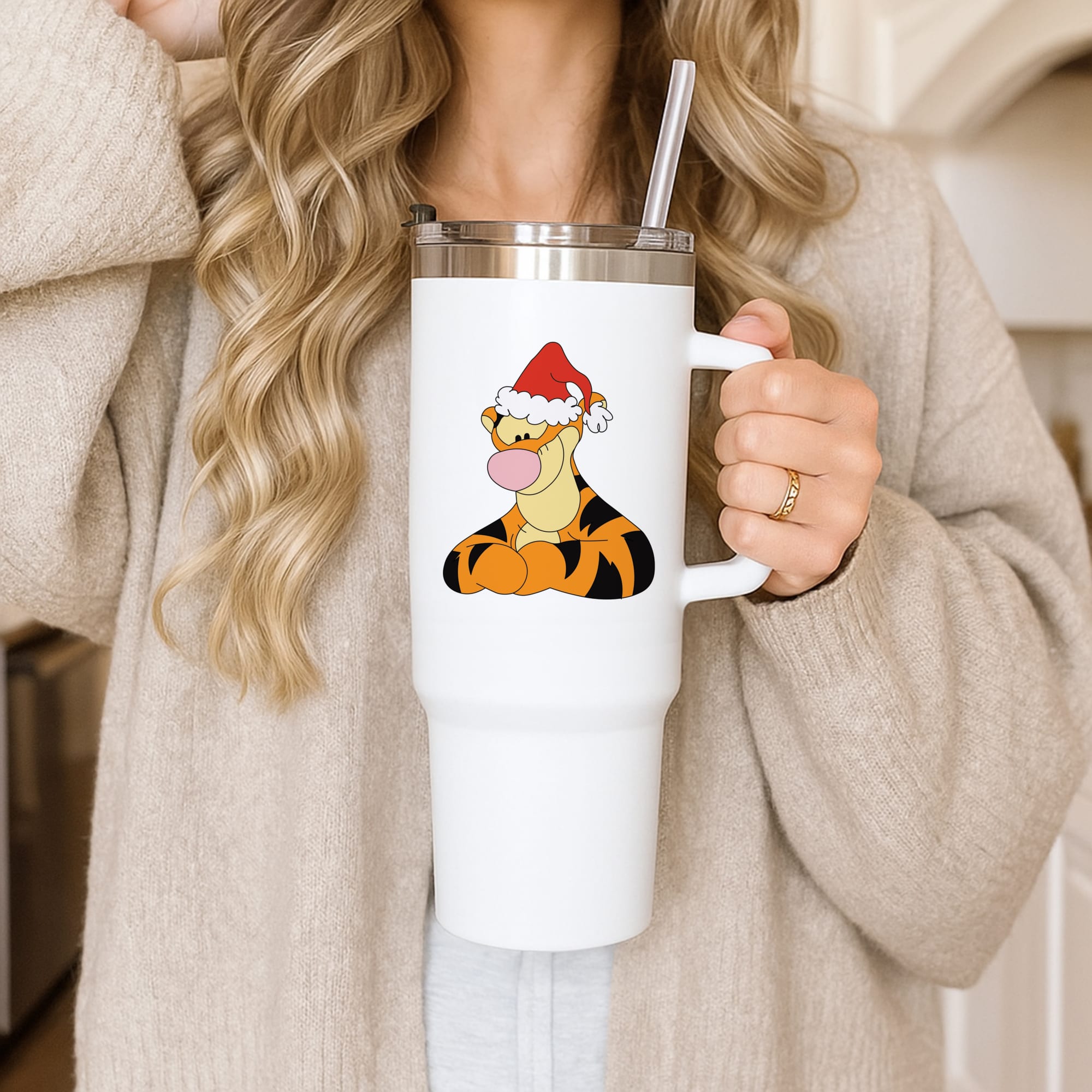 Tiger Pattern Christmas Tumbler